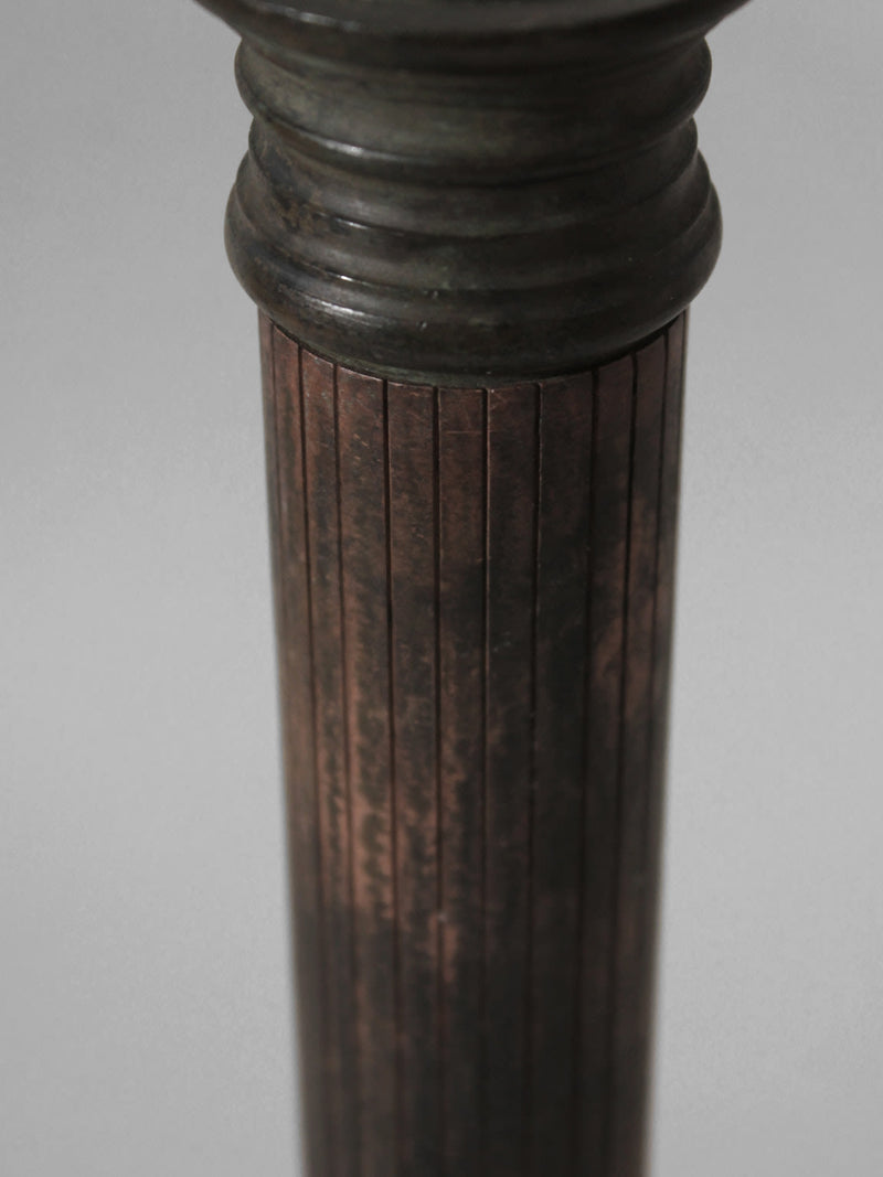Massive Iron Vintage Candlestick — close-up of ribbed iron column