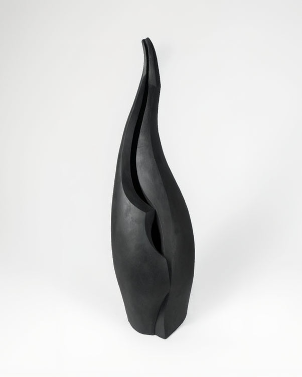 Kuro I - Modern Sculpture in Black Stoneware Clay by Beverly Morrison - Sculptor | The Oblist