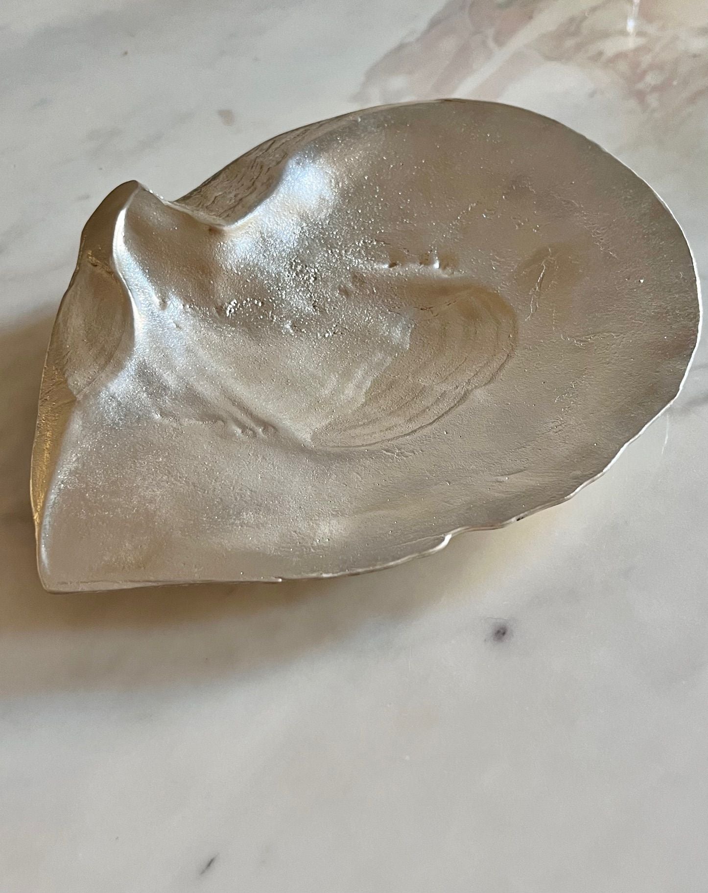 Oyster Shell Sculpture in Silver — close-up