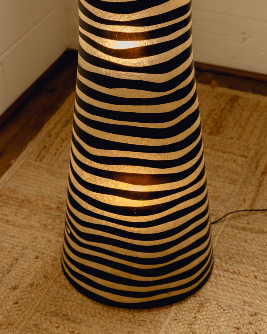 Zebra Floor Lamp — side angle showing black and white striped design