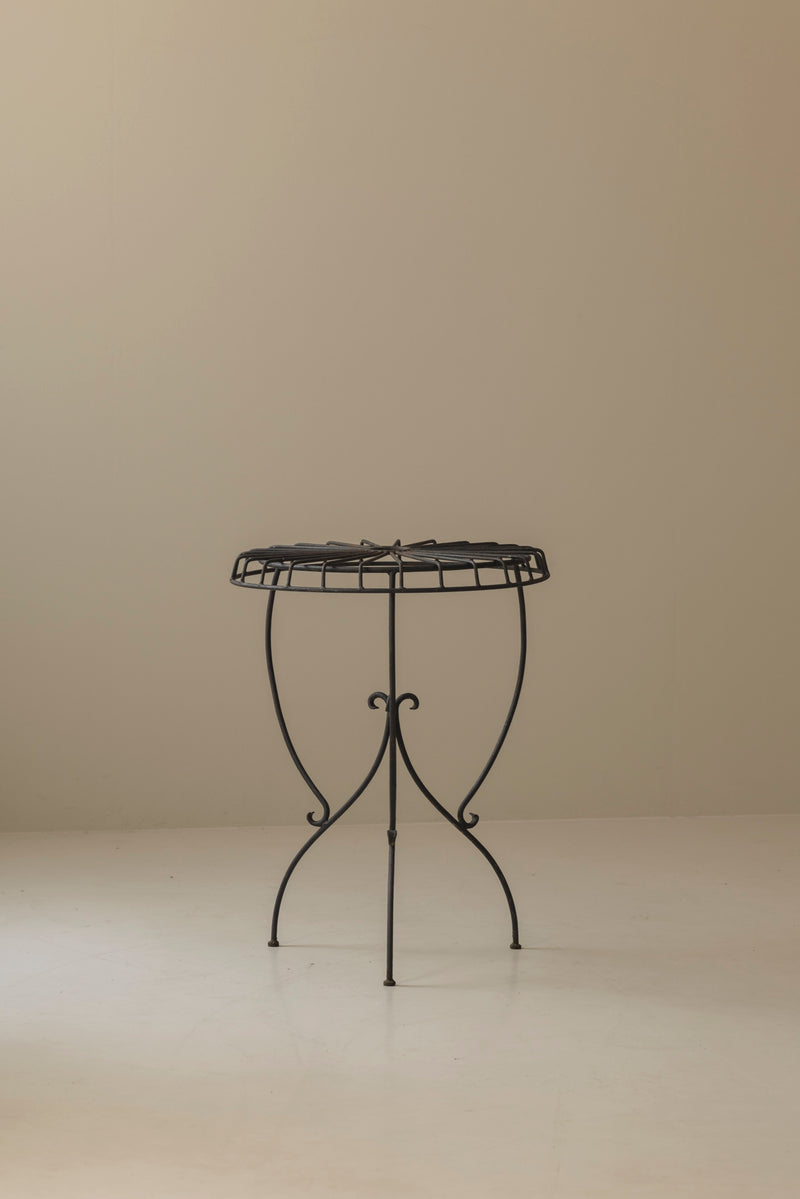 Wrought Iron Side Table attributed André Dubreuil, France 1986 — side angle