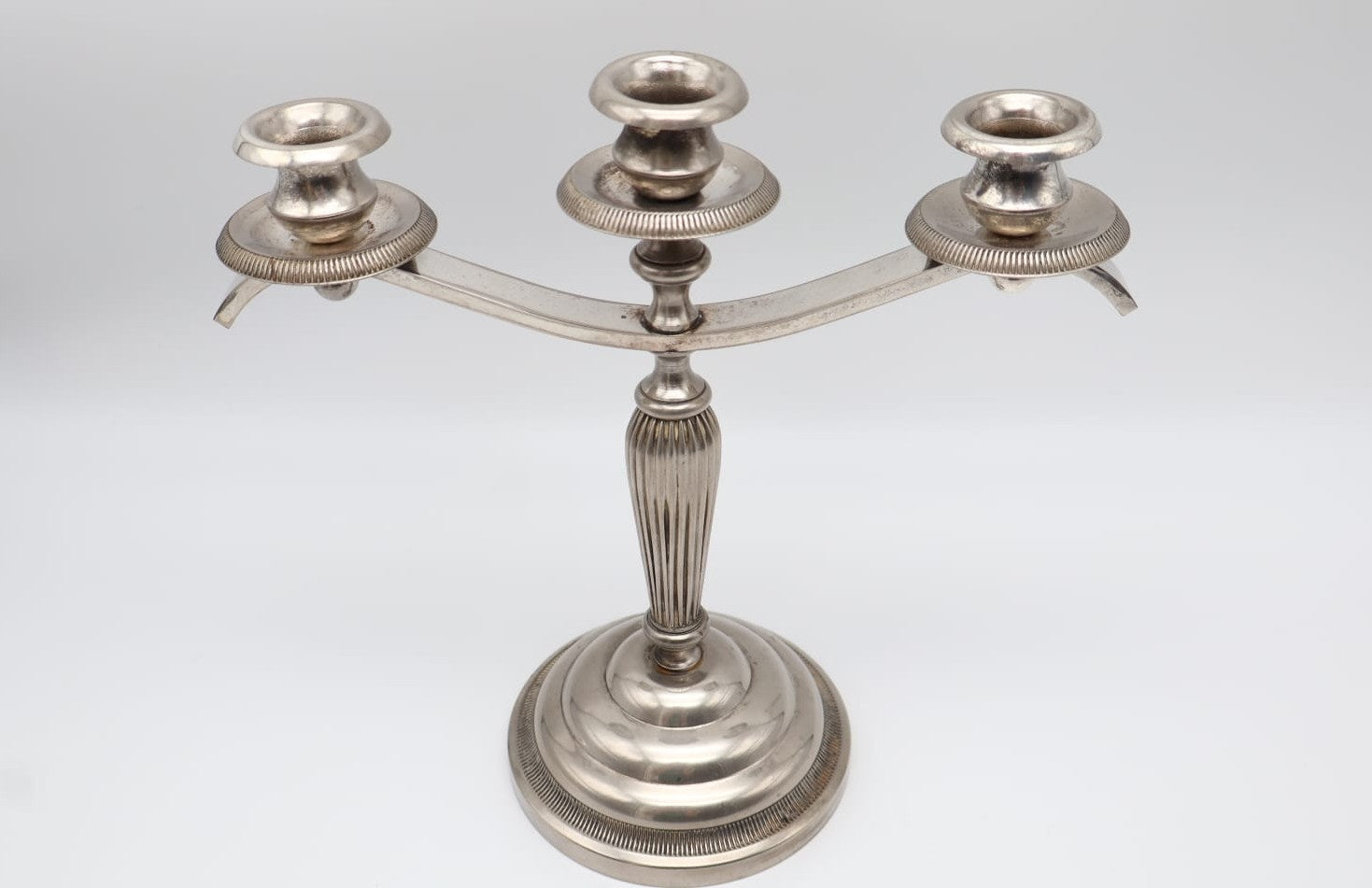 Vintage Three-Arm Candelabra by Falstaff – Art Deco Style — side angle