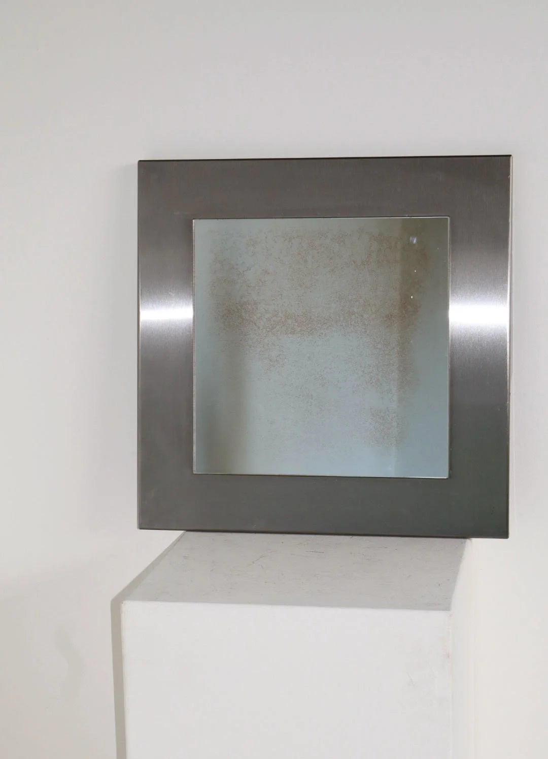 Brushed Stainless Square Mirror — detail view