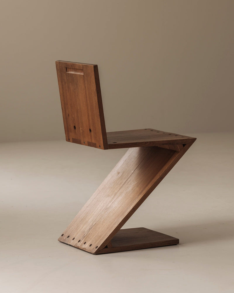 Early Zig Zag chair by Gerrit Thomas Rietveld for Gerard van de Groenekan, 1960s — side angle