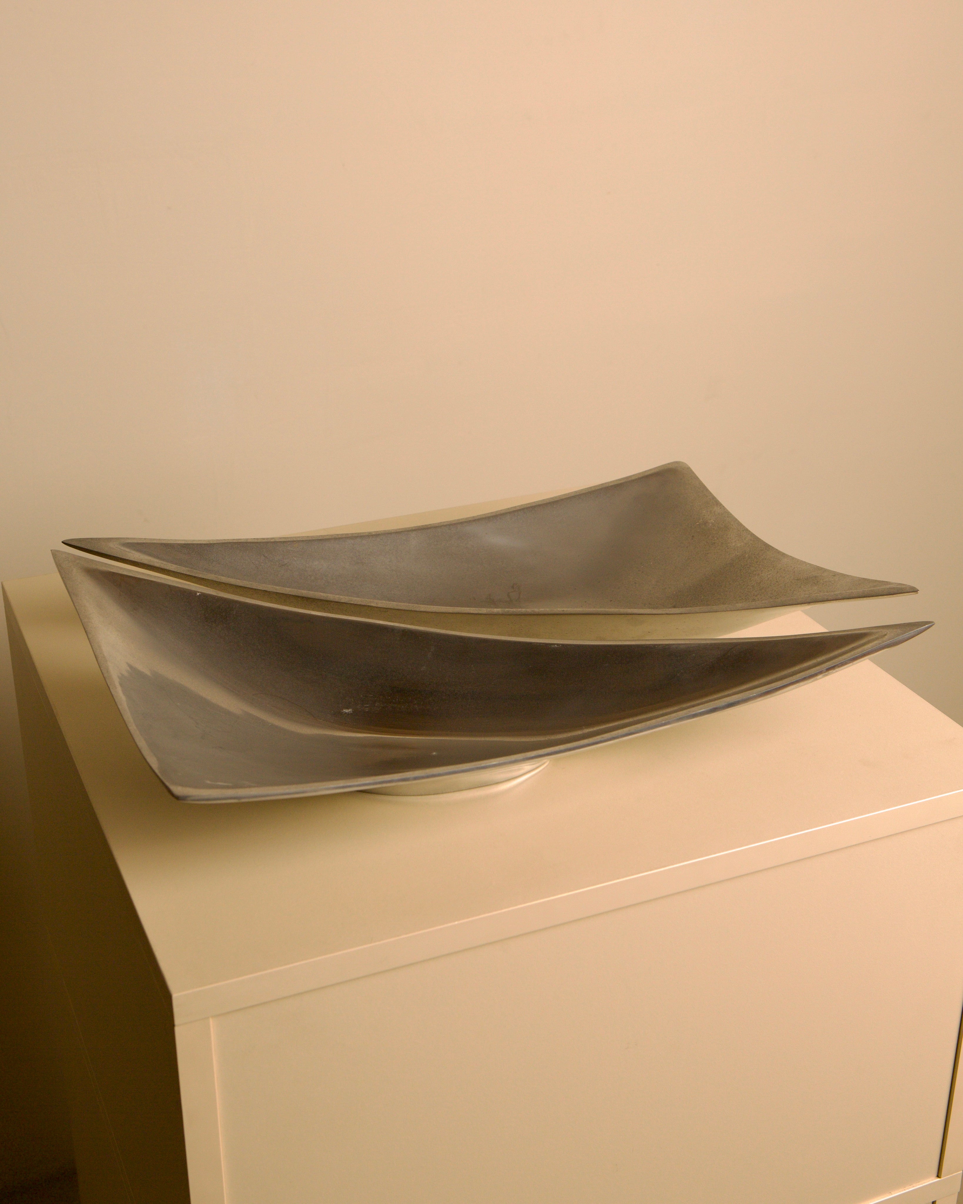 Pair of Italian "Triangle" aluminium catch-alls, 1980s by Treaptyque | The Oblist