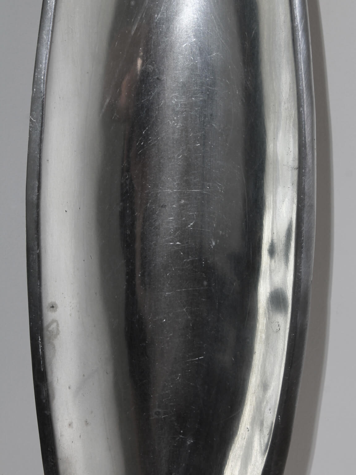 Polished Aluminum Long Decorative Bowl — side angle