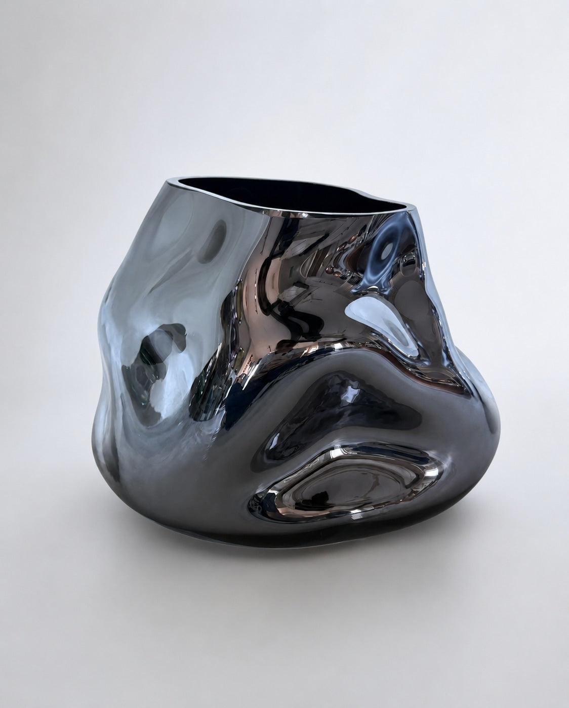 'Smoke Wave III' Blown Glass Vase — side angle