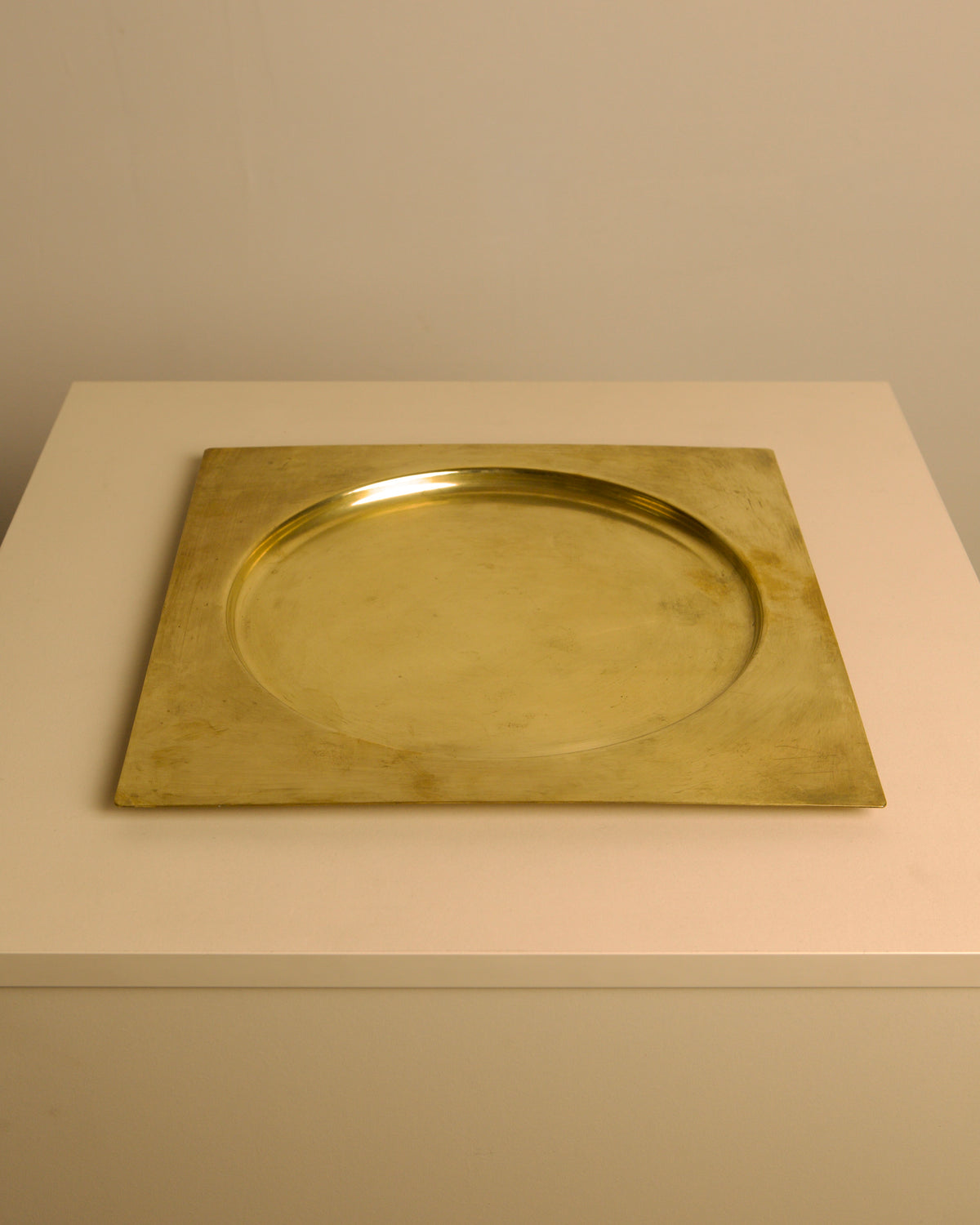 Large Italian square brass catch-all, 1960s — detail view