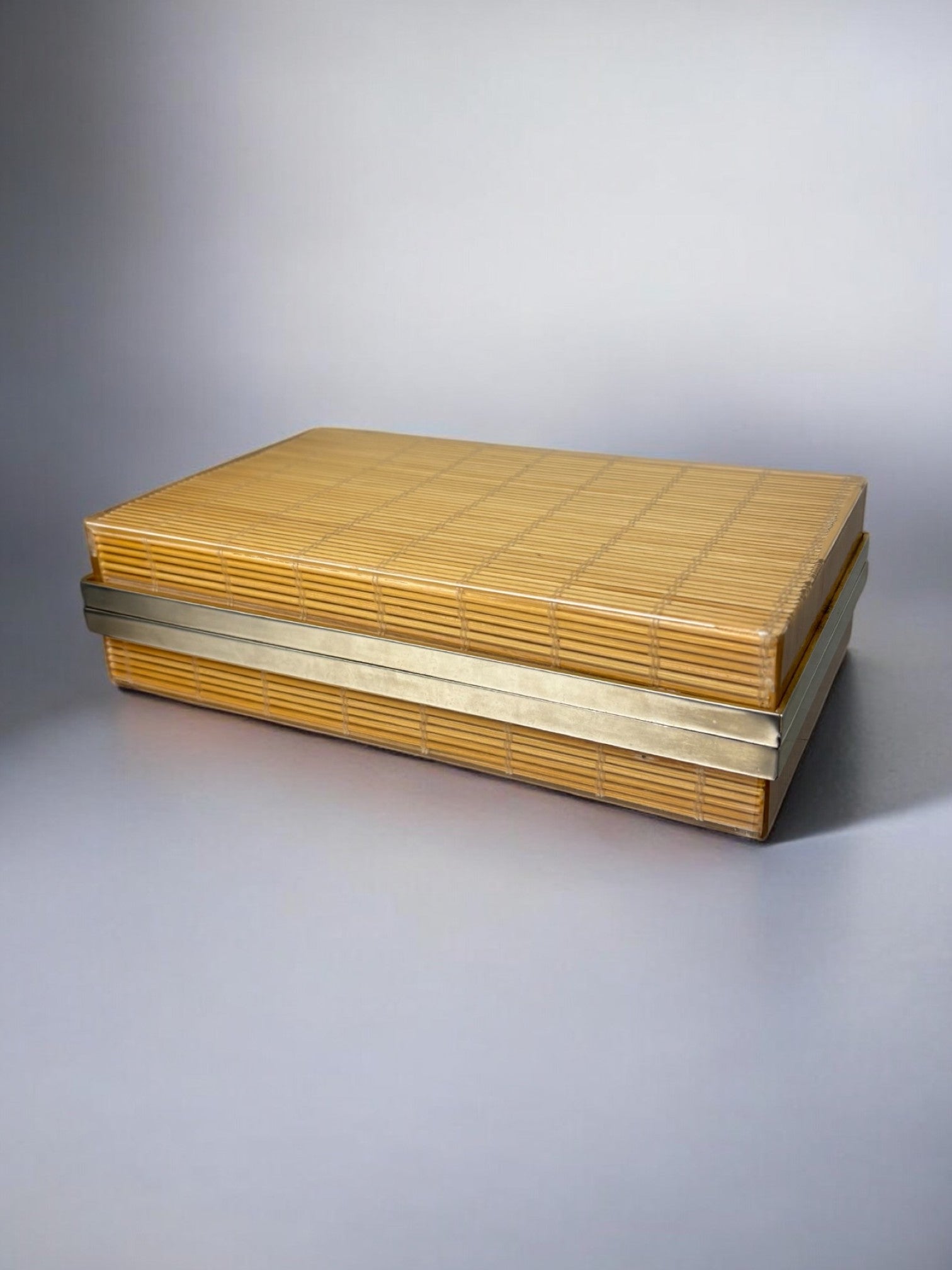 Christian Dior Style Lucite & Rattan vanity Box, 1970 — detail view