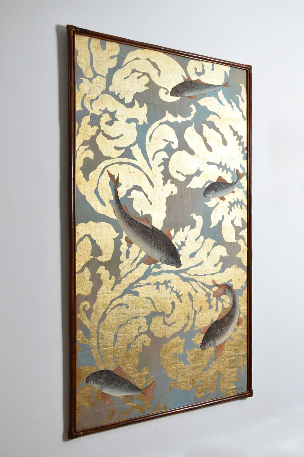 Fishes and foliage print on canvas, 1970s. — lifestyle setting