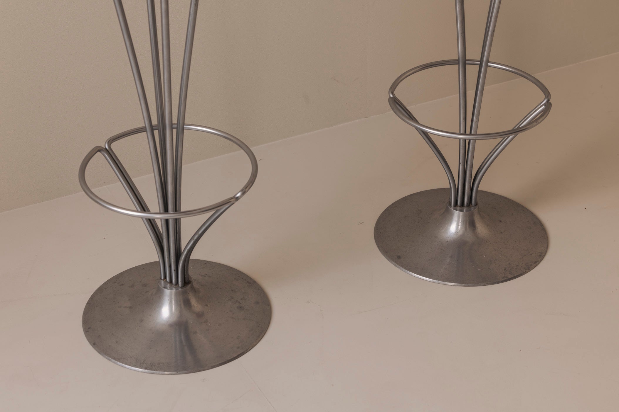 Set of Two Bar Stools in patinated leather by Piet Hein for Fritz Hansen, Denmark, 1960s — in context
