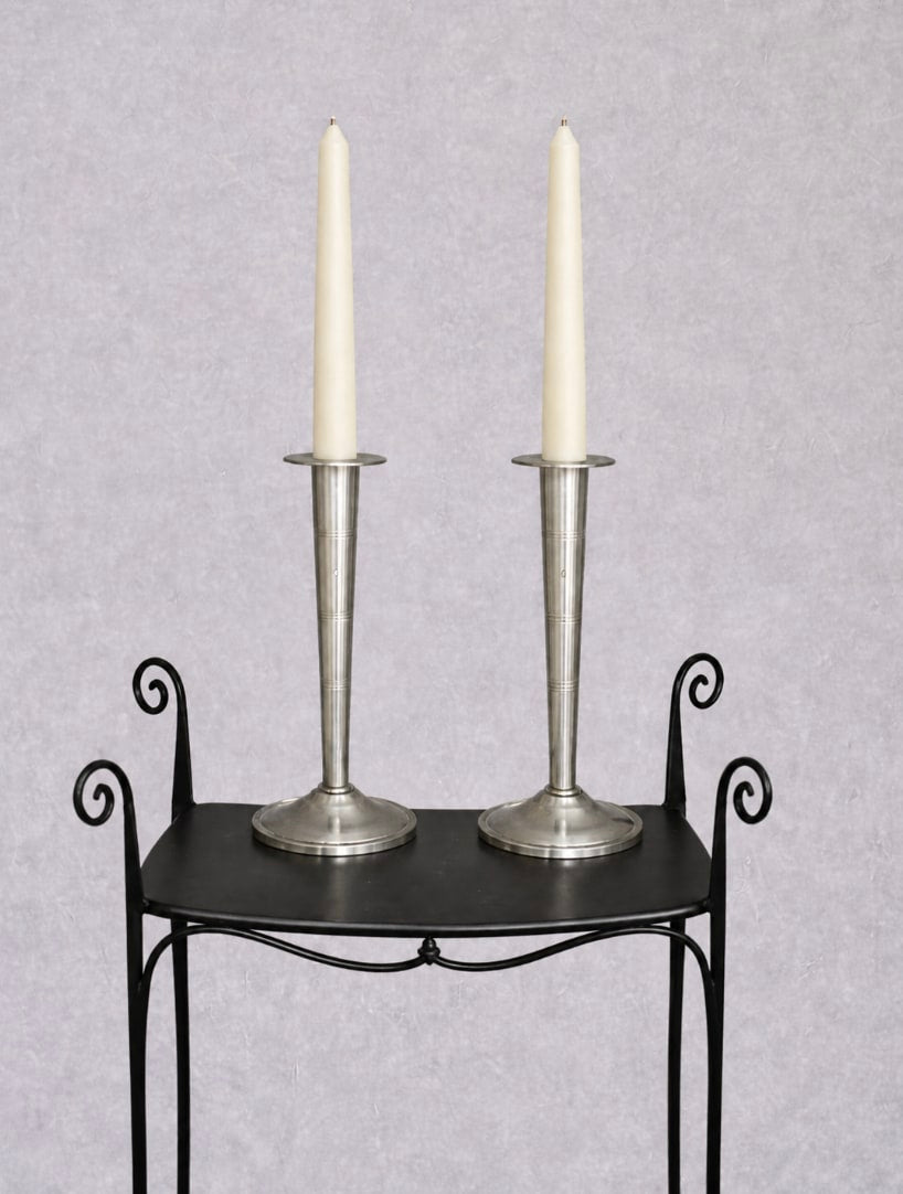 Vintage Candle Holders in Chrome - Dutch Collection — side angle