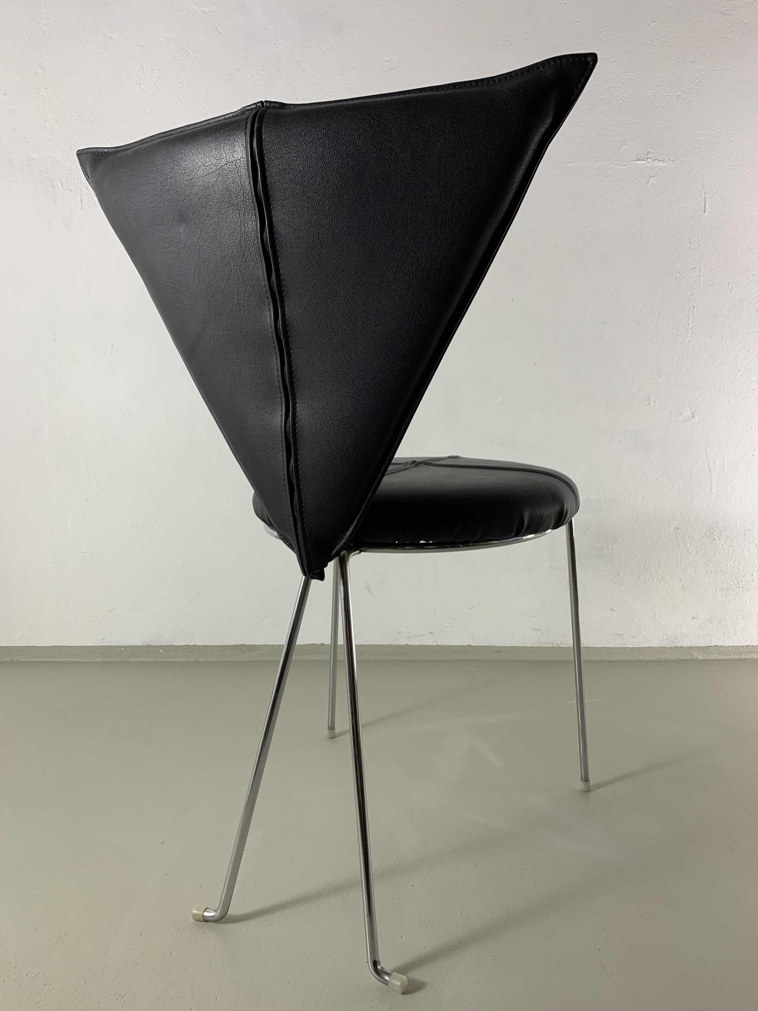 6 Black Leatherette Metal Chairs from Lubke | Germany | 1990s