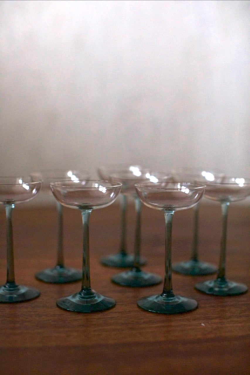 Glass Set — arranged on wooden table with clear glass design
