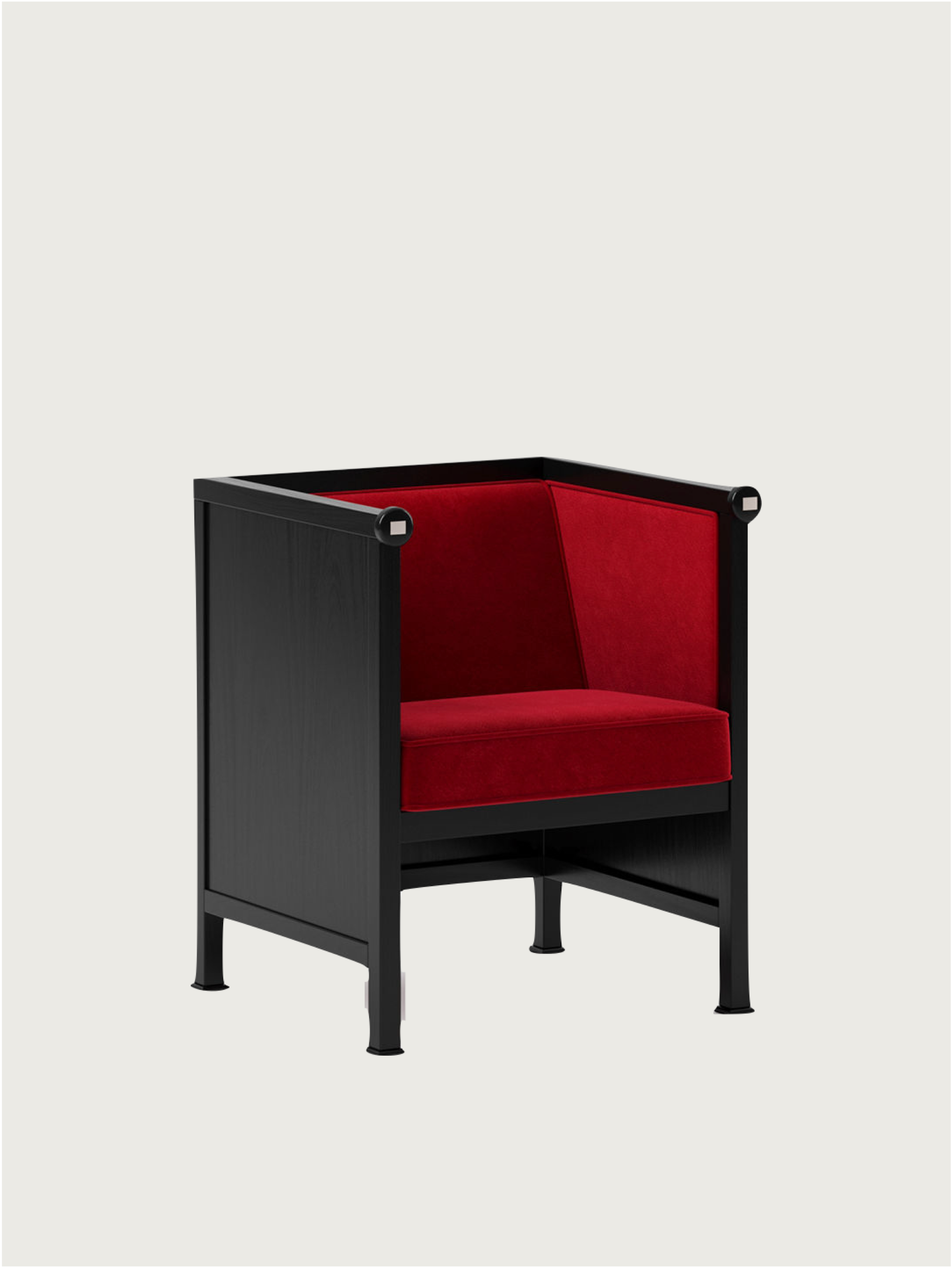 Keys Armchair by Lemon | The Oblist — black wood, red upholstery