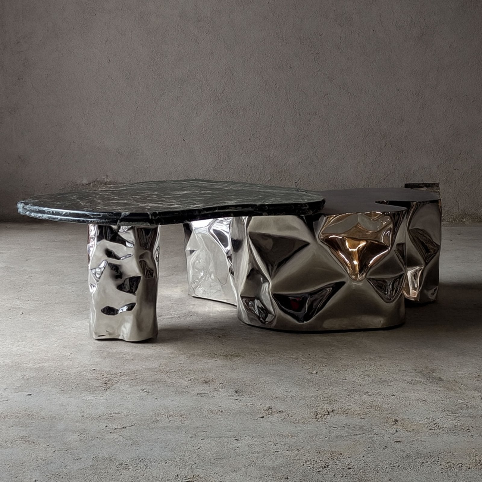 Steel and Stone Coffee Table - Colgada Series by Nitush Aroosh — alternate view