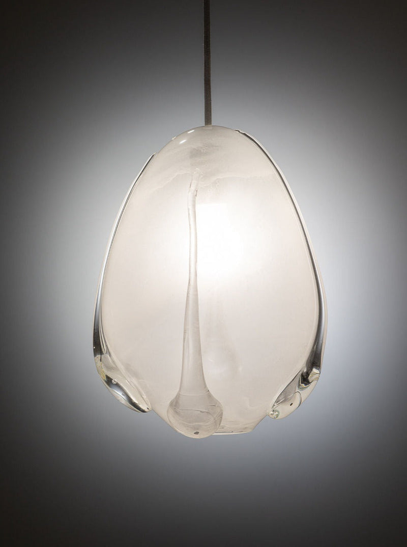 Blown Glass Pendant - Frost White — detail view
