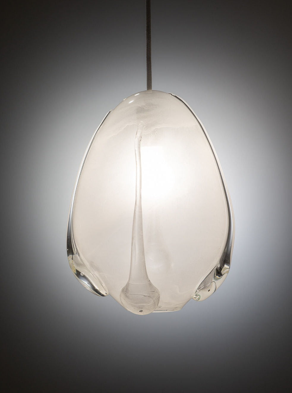Blown Glass Pendant - Frost White — detail view