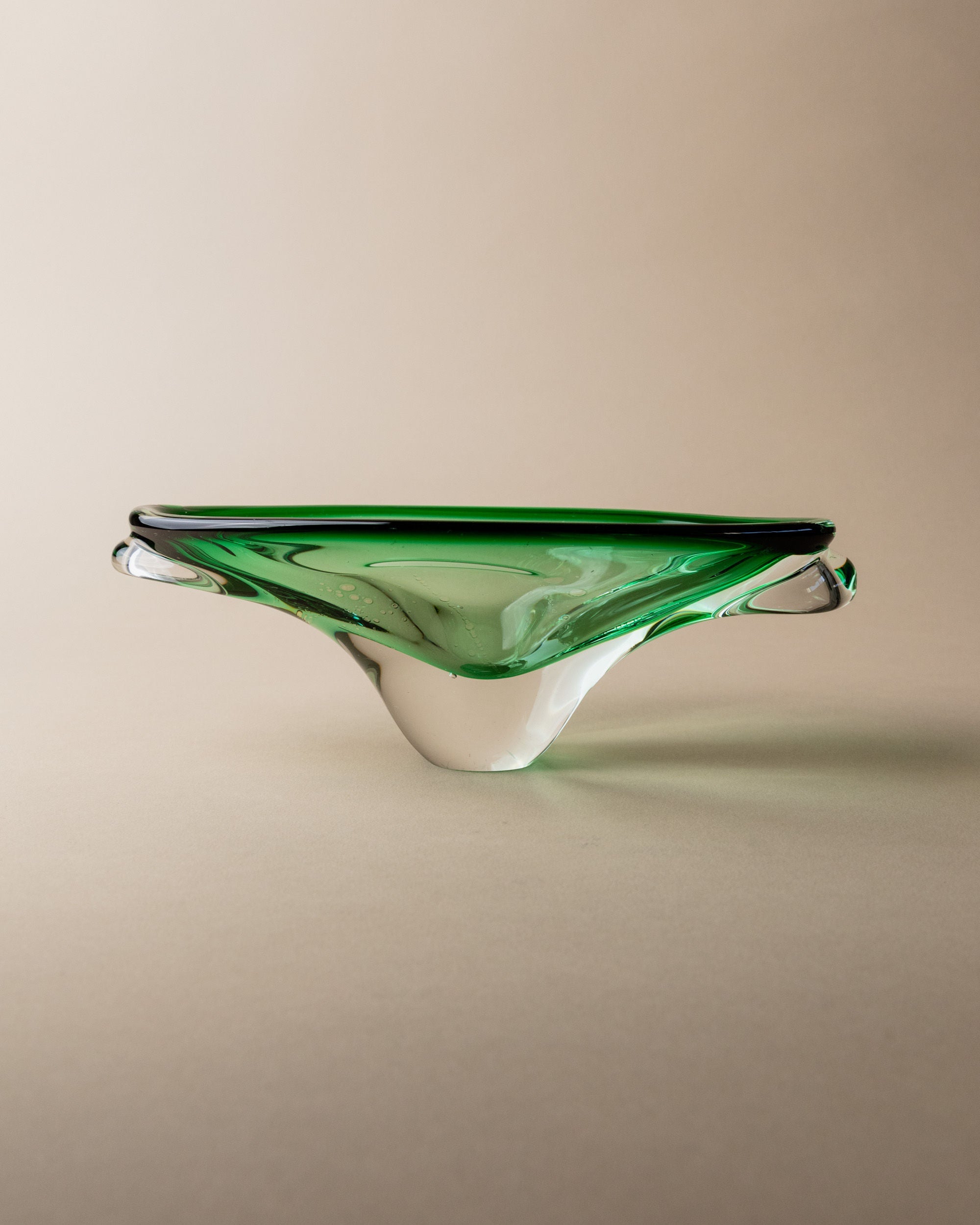 Murano Glass Bowl Green, Italy 1970s