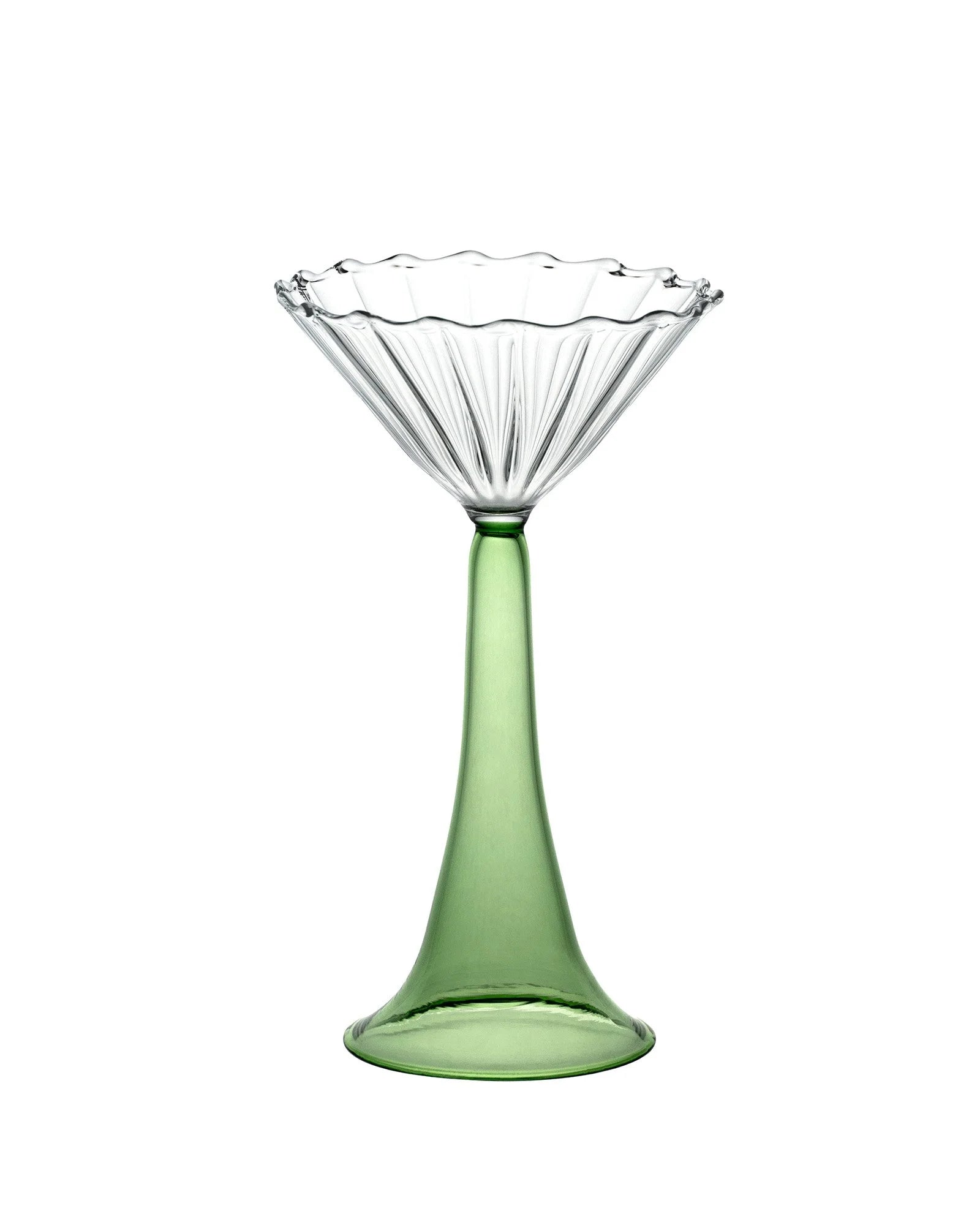 Campanula Hand-blown Cocktail Glass Green — detail view