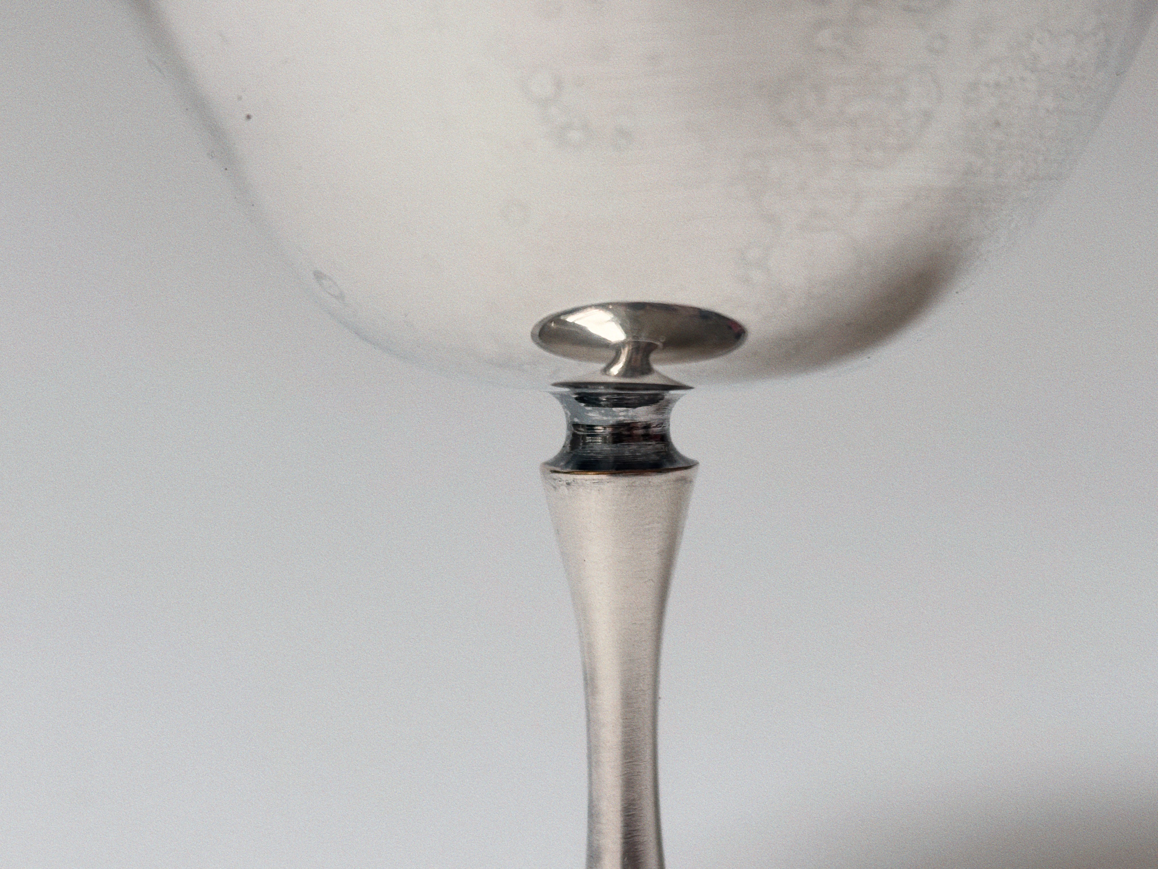 6 Silver Plated Champagne Coupes, 1978 Poland — close-up