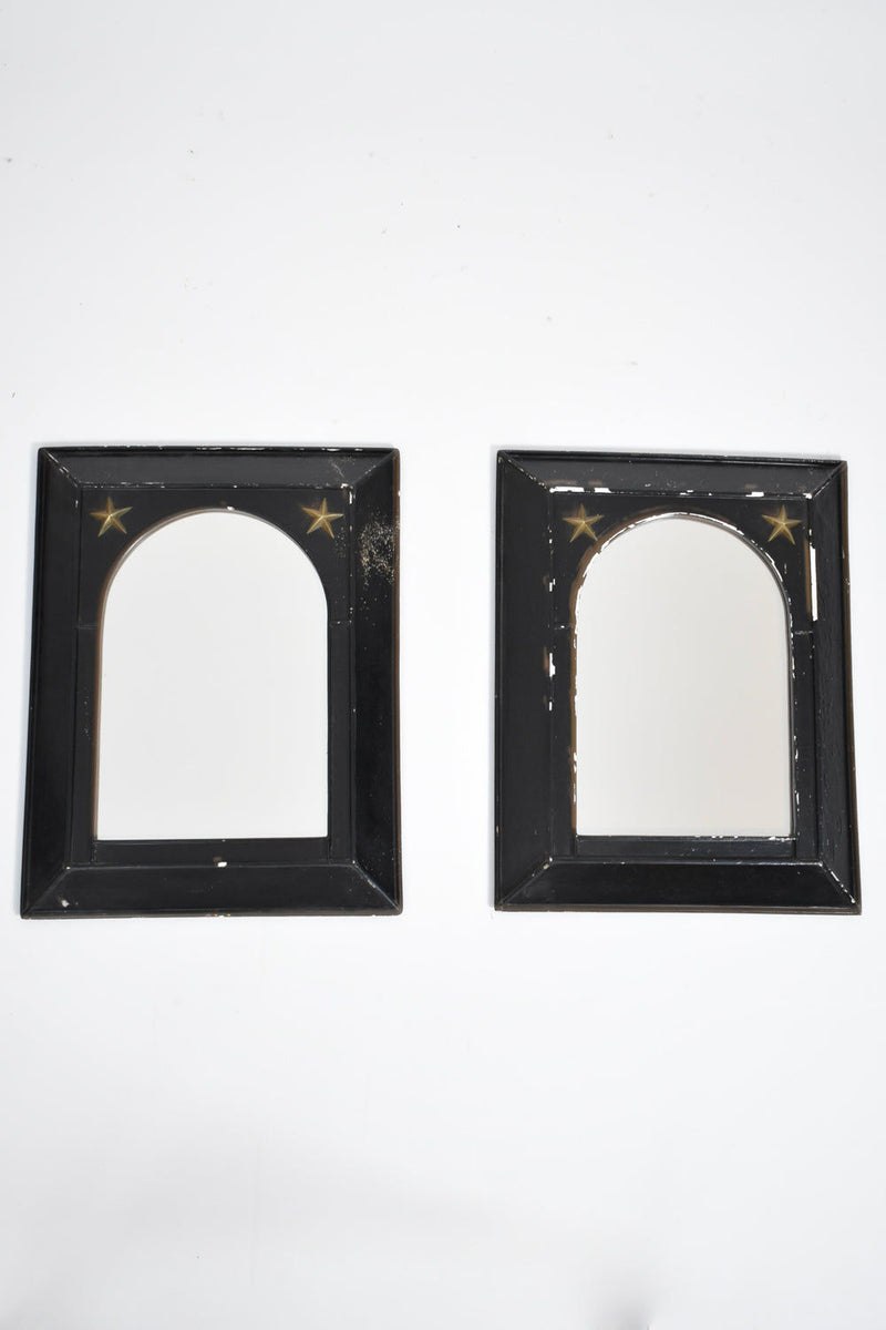 Pair of Neoclassical Ebonised Mirrors, 1960s — detail view