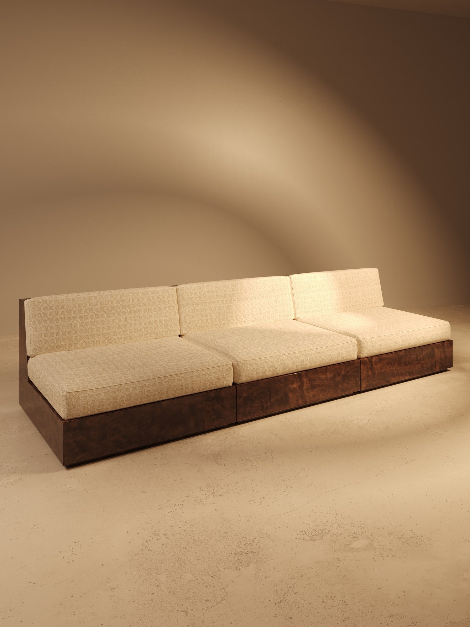 KAVA Collection I SOFA – Walnut Burl Finish, Dedar Upholstery — lifestyle setting