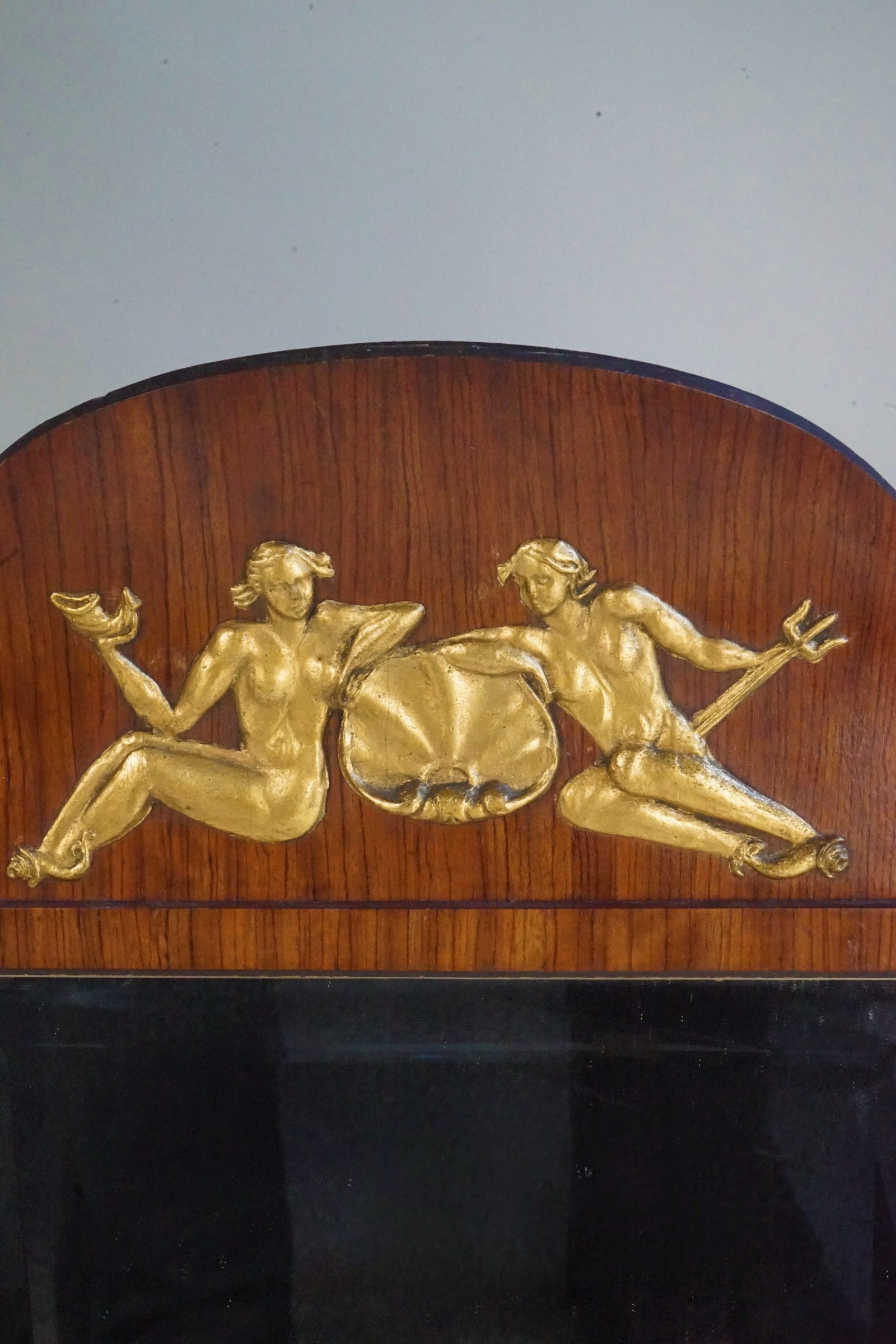 Swedish Grace Mirror — close-up of gold detailing on wooden frame