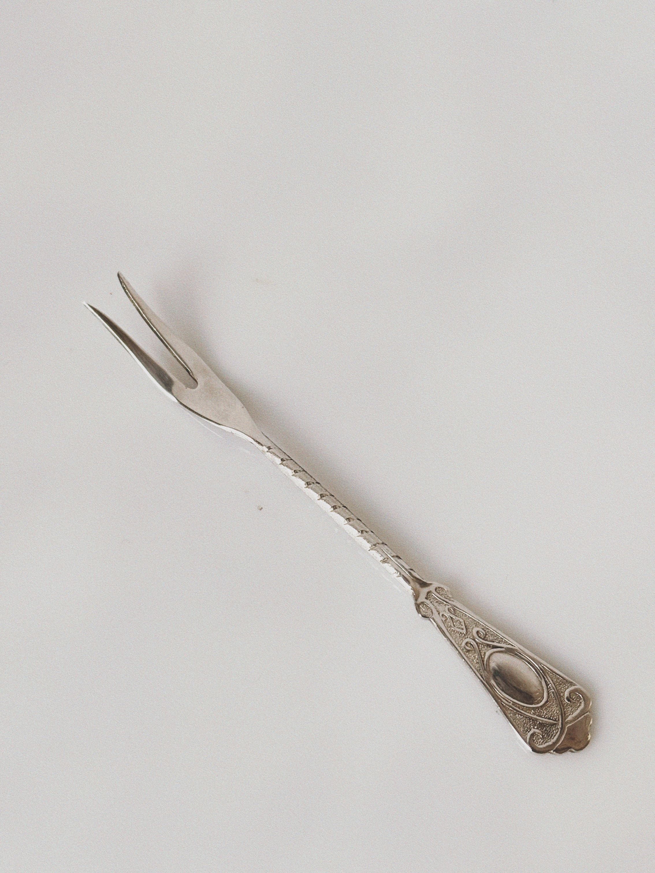Set of Silver Plated Dessert Forks, 1985 Poland — close-up