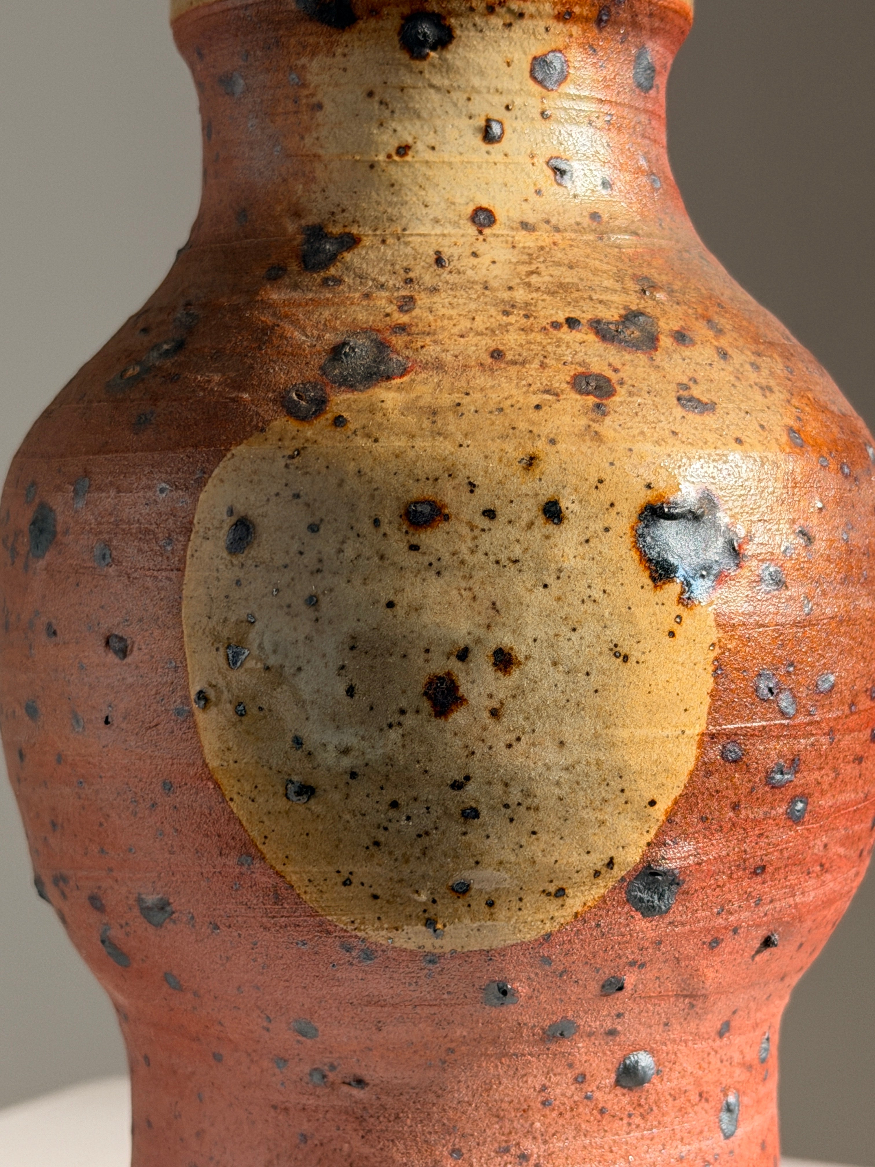 Stoneware vase by Pierre Digan, La Borne, circa 1970 — close-up