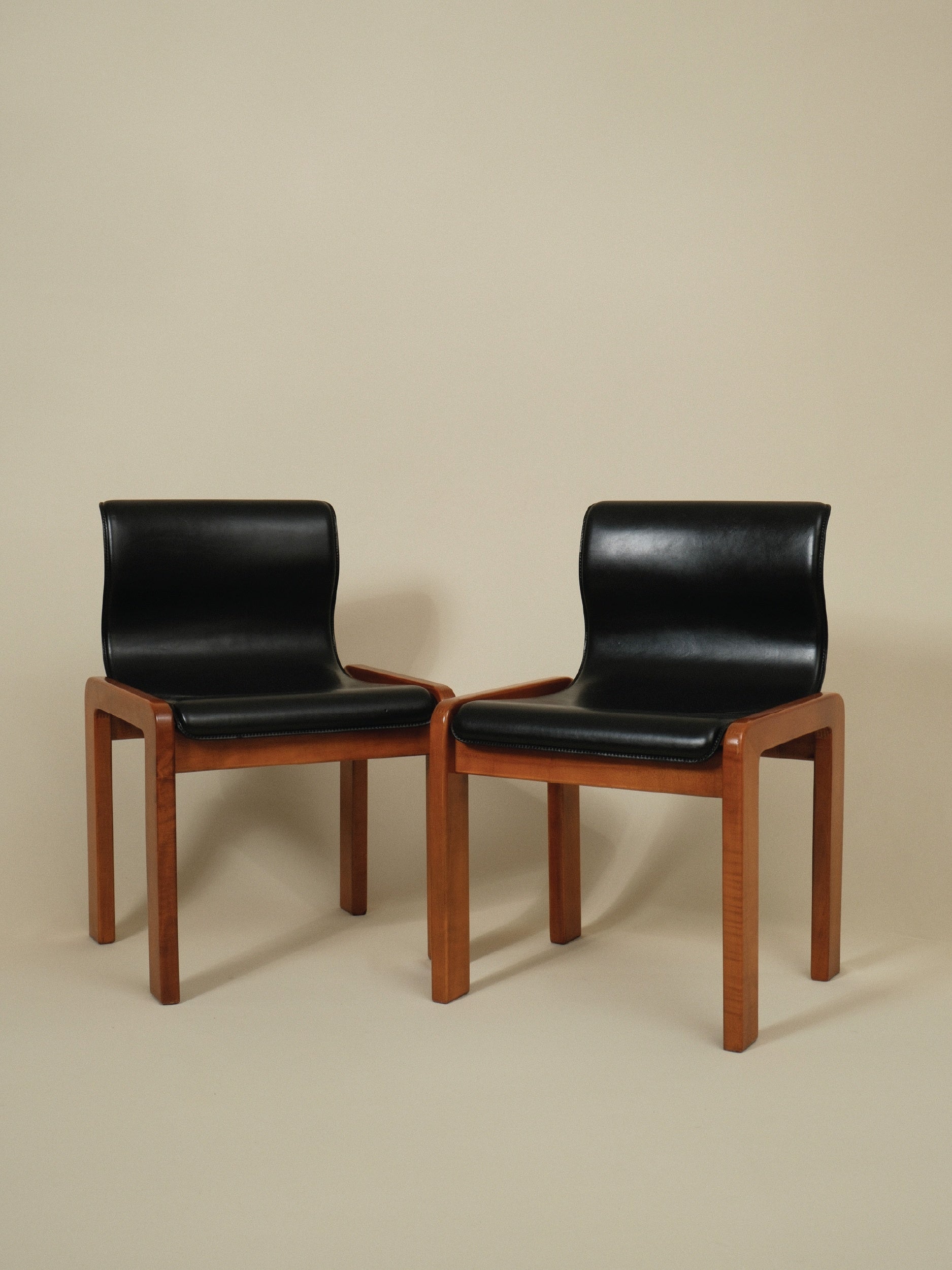 Tobia & Afra Scarpa Set of 4 Dining Leather Chairs — alternate view