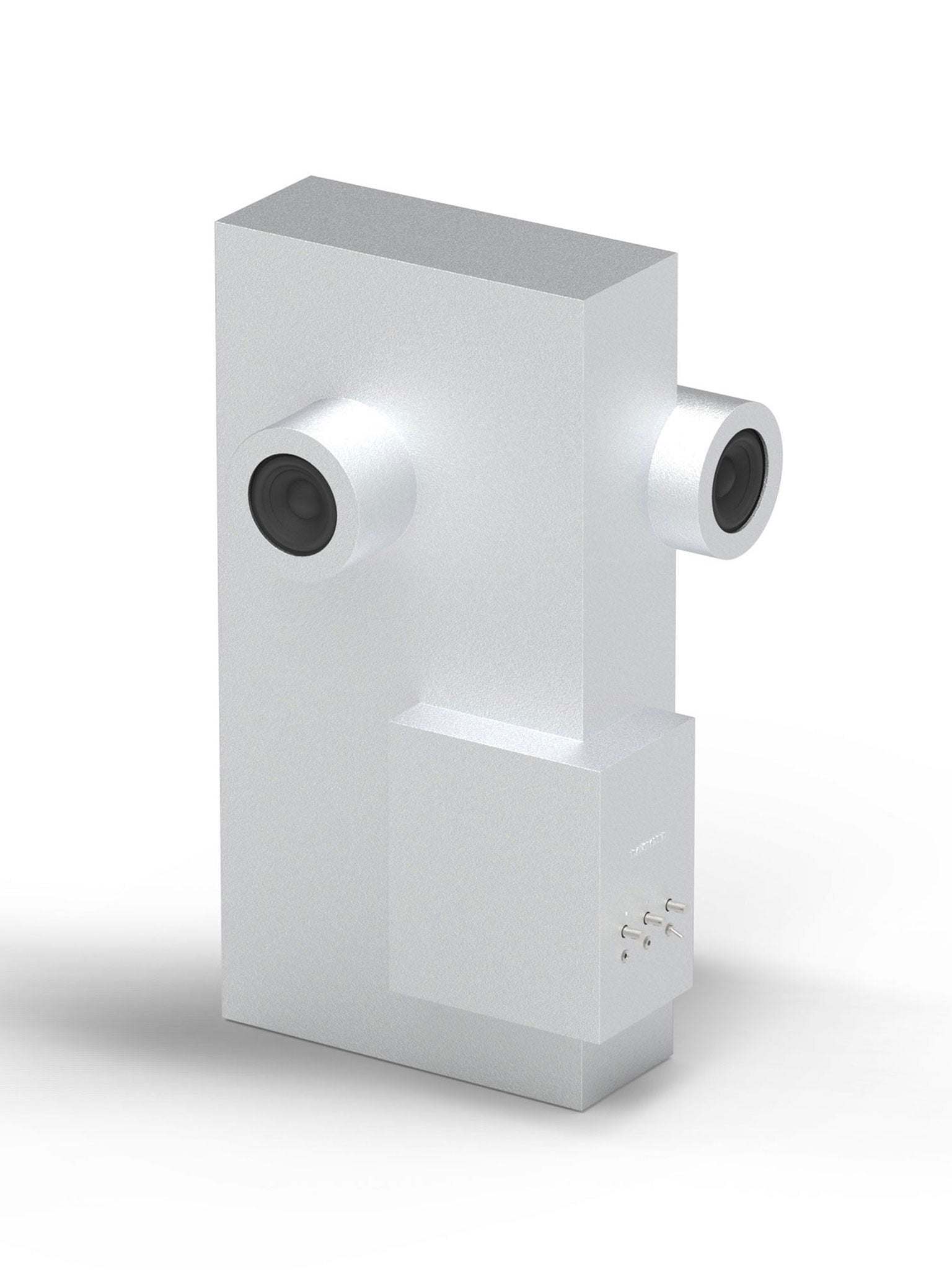 Brutalist Speaker Metal — side angle showing metallic finish and speaker design