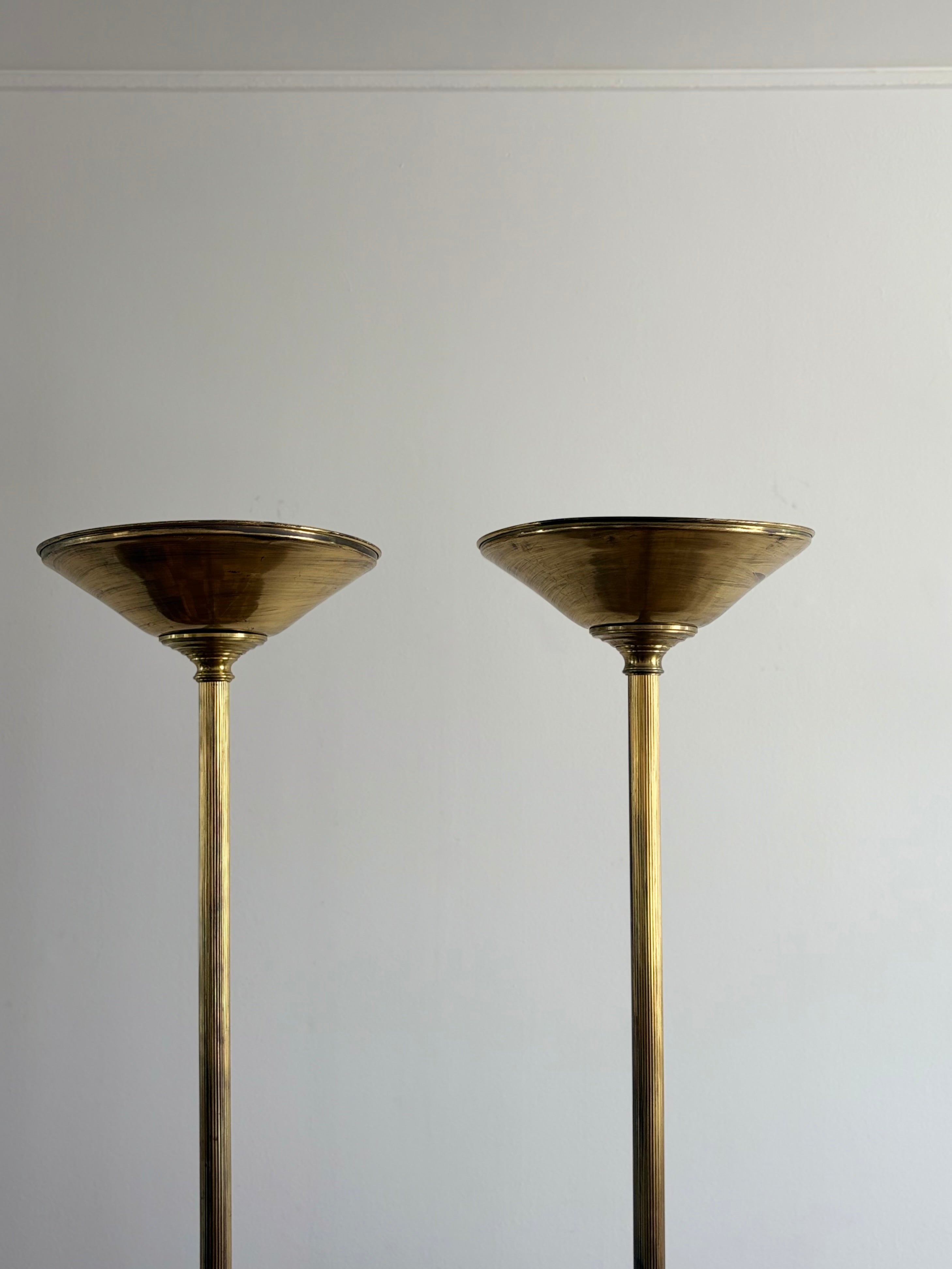 Pair of Monumental Brass Swan Torchères from the Hotel Ritz Lisbon — close-up