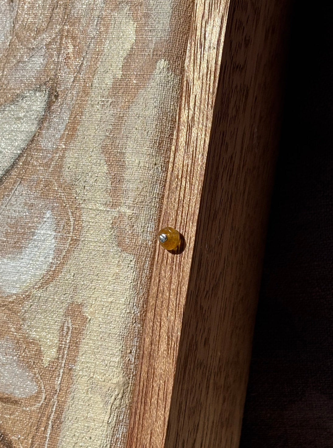 'Nectar' Painting with gemstones — side angle