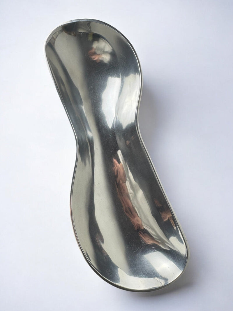 Biomorphic Aluminum Centerpiece, Spain, 1980's — top view of polished aluminum surface