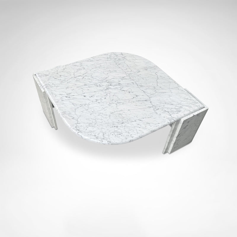 Carrara Marble Teardrop Coffee Table Germany 1980s — top view of marble surface