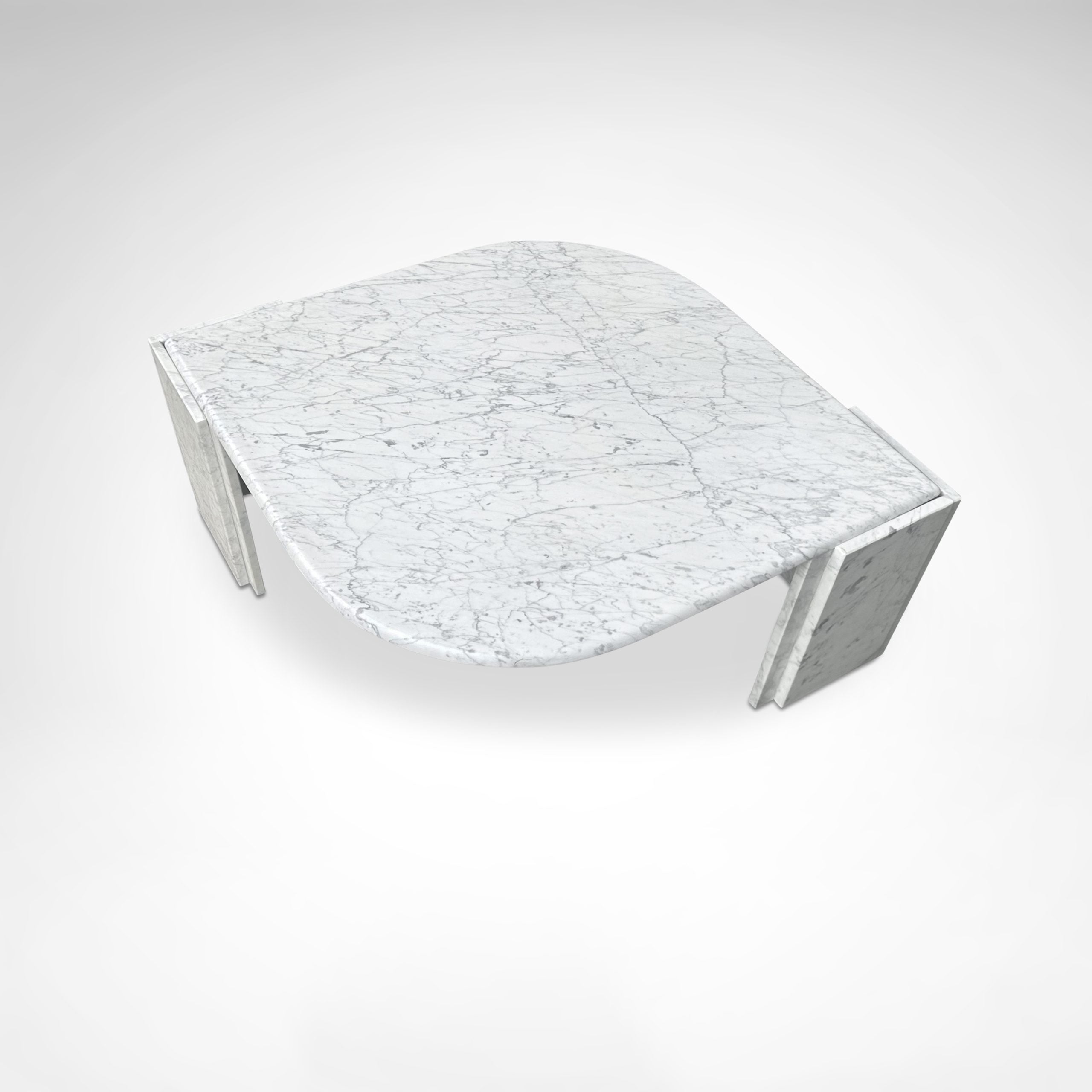 Carrara Marble Teardrop Coffee Table Germany 1980s — top view of marble surface