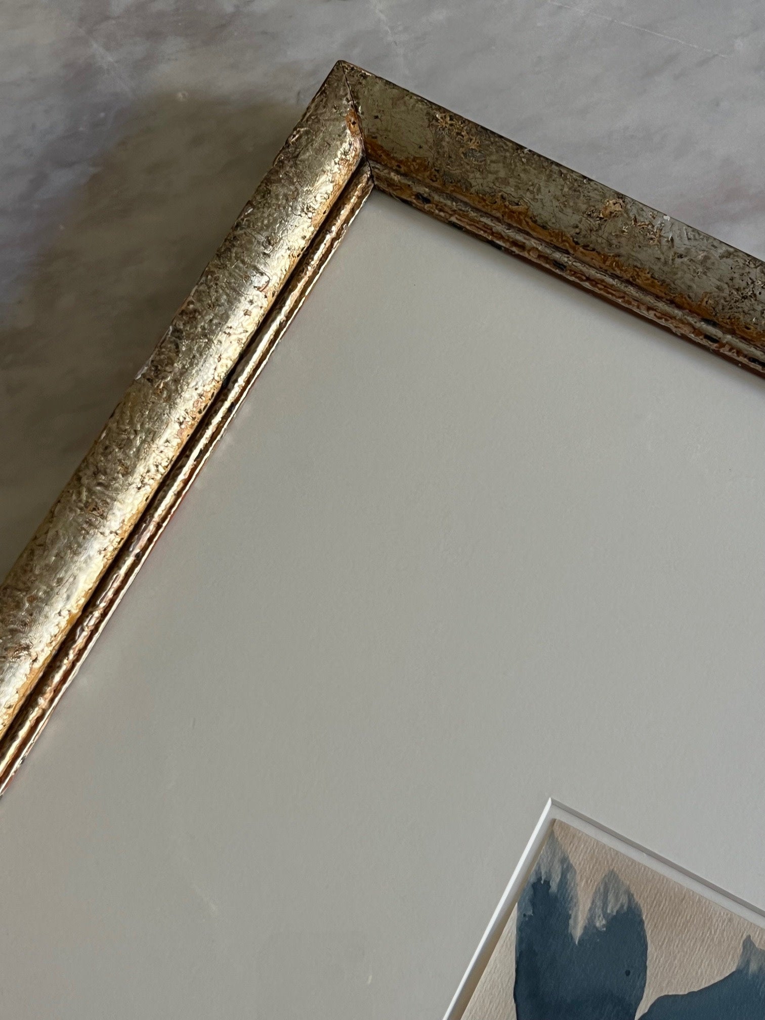 "Sand and Ink" Abstract on Paper in Large Antique Frame