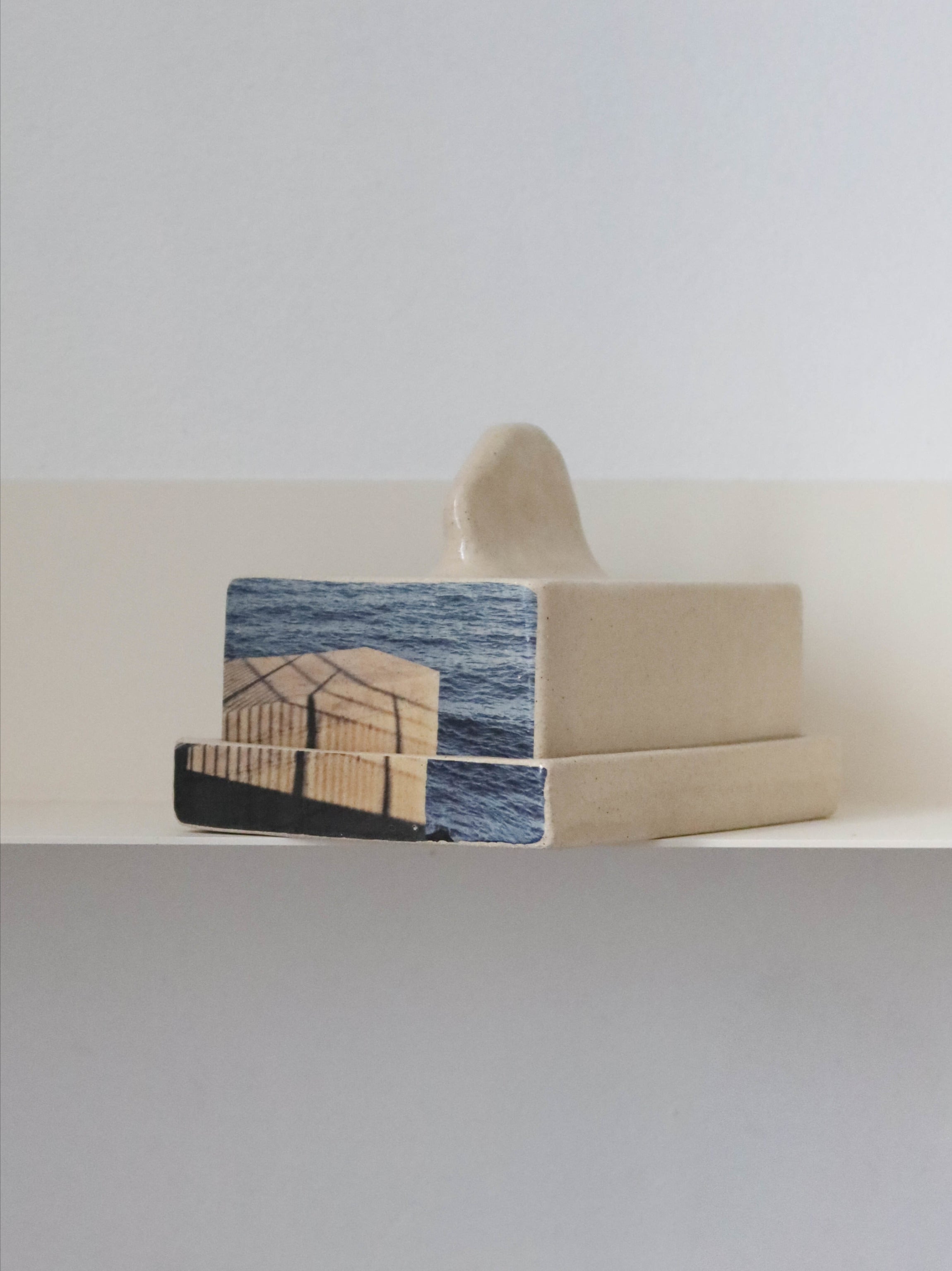 Butter Dish in Stoneware with Marseille Print — detail view