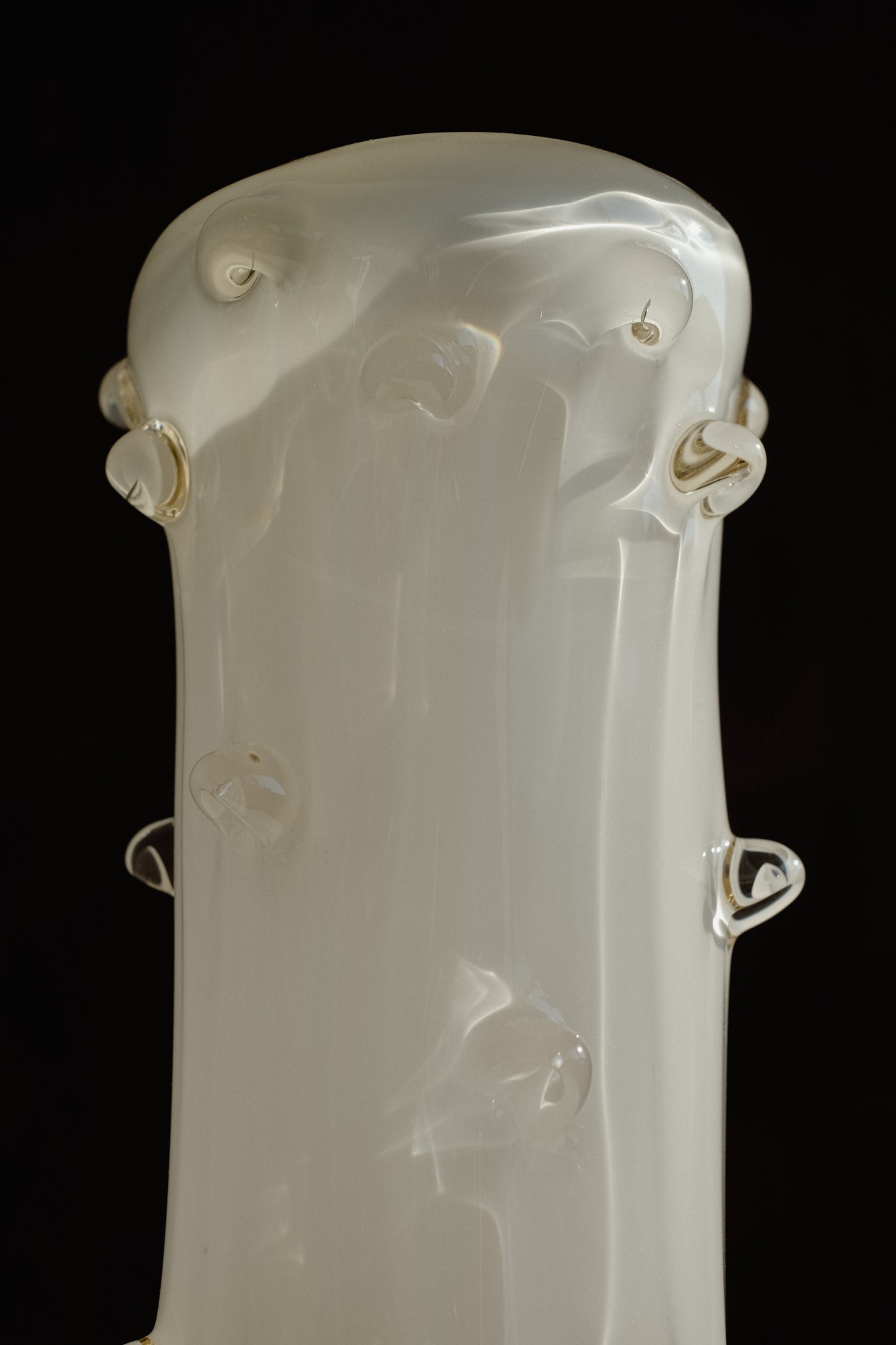 Ivory Sculpted Glass Vase 1950s — close-up