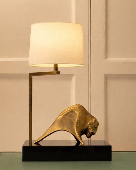 Mauro Manetti Table Lamp by Galerie Vauvart | The Oblist — brass and fabric shade