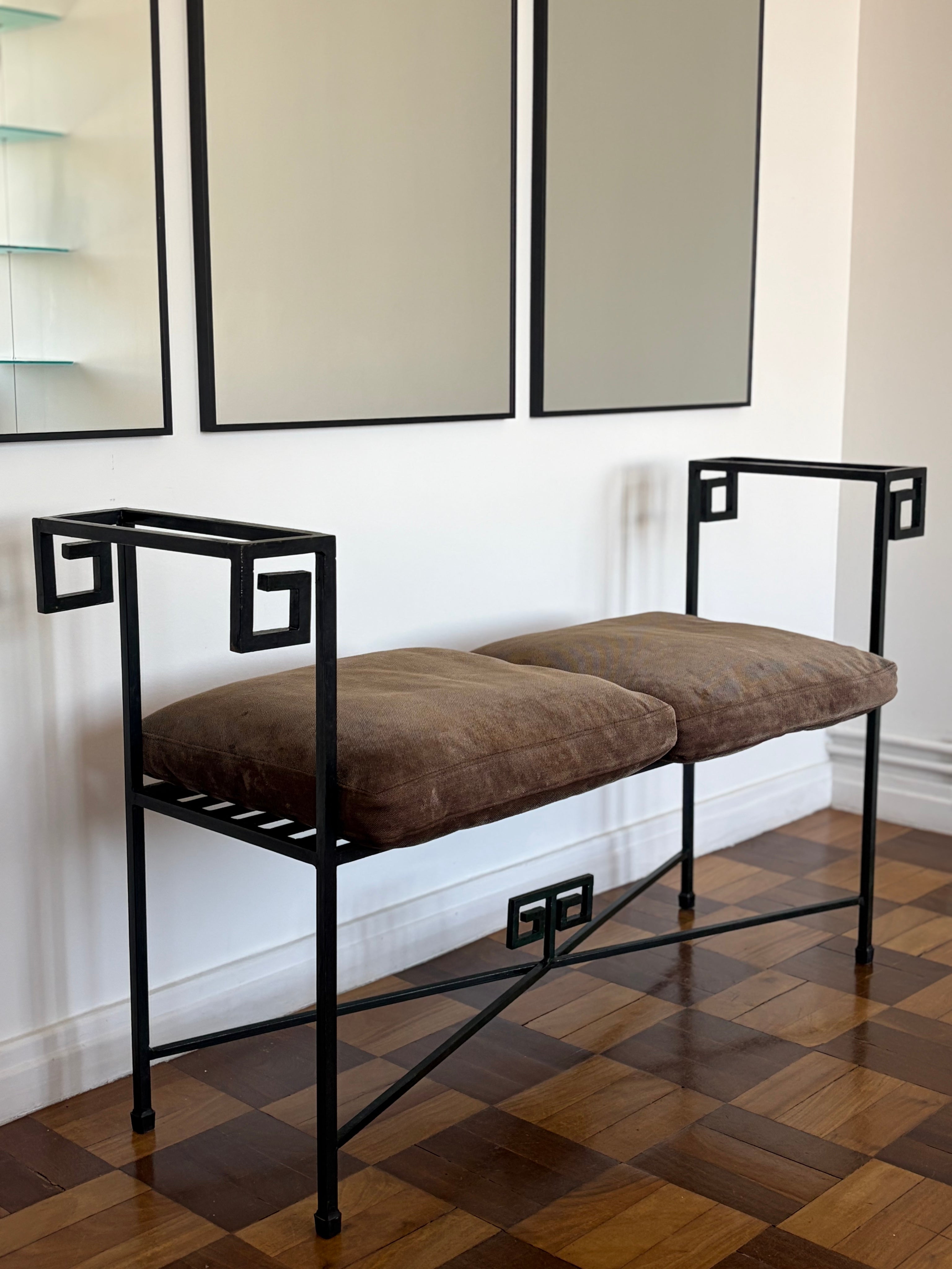 Meander Iron bench, Italy, 1980s — detail view