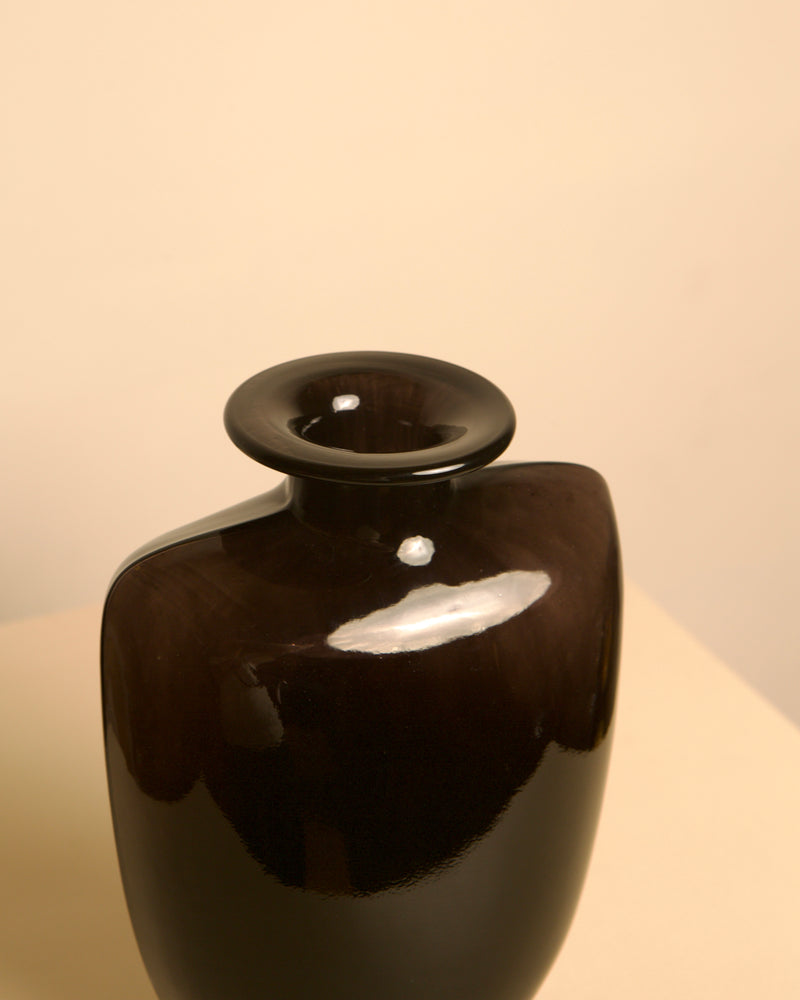 Dark Glass Vase by Kjell Engman for Kosta Boda, 1980s — detail view