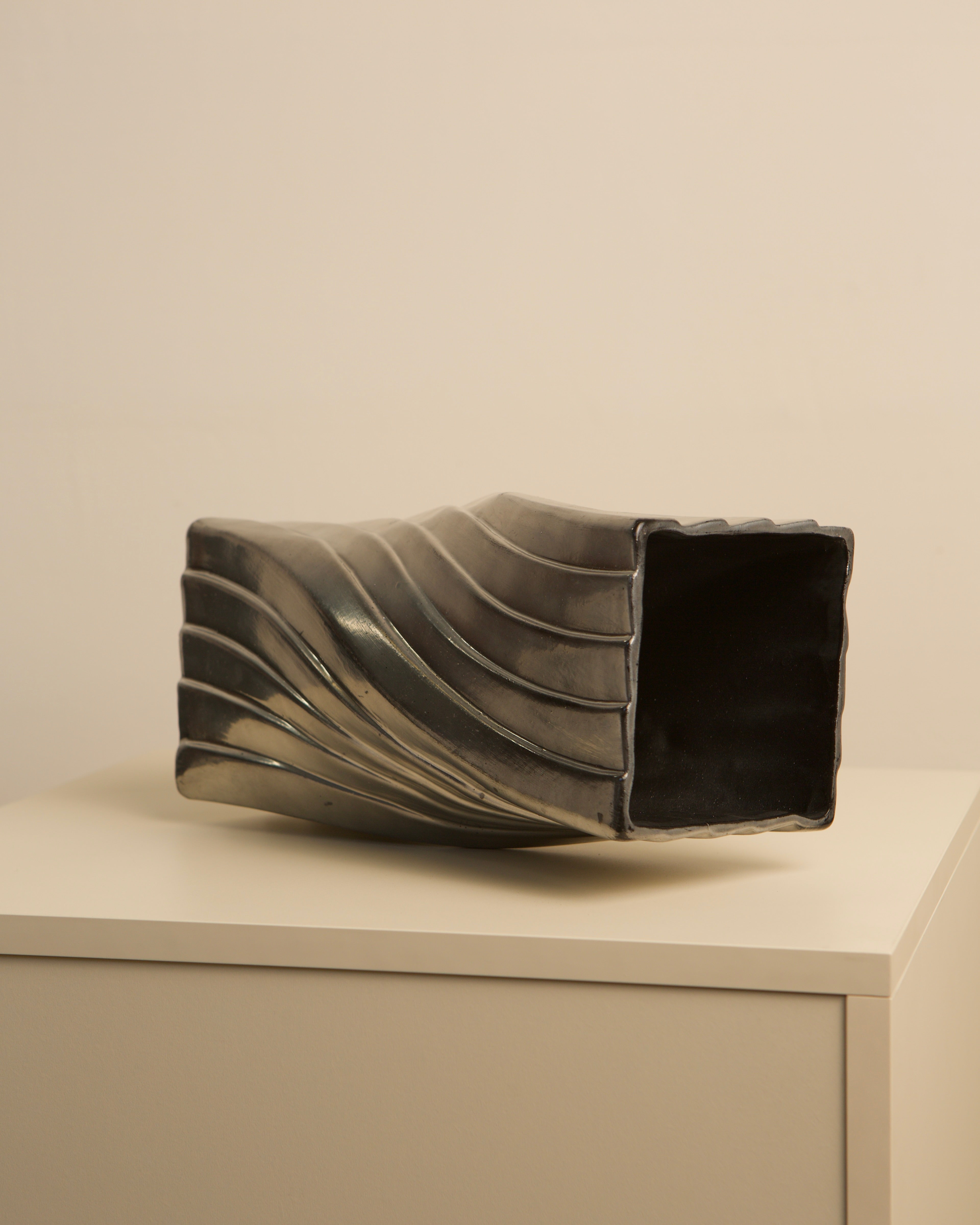 Ceramic Vase with a Metallic Effect  80's