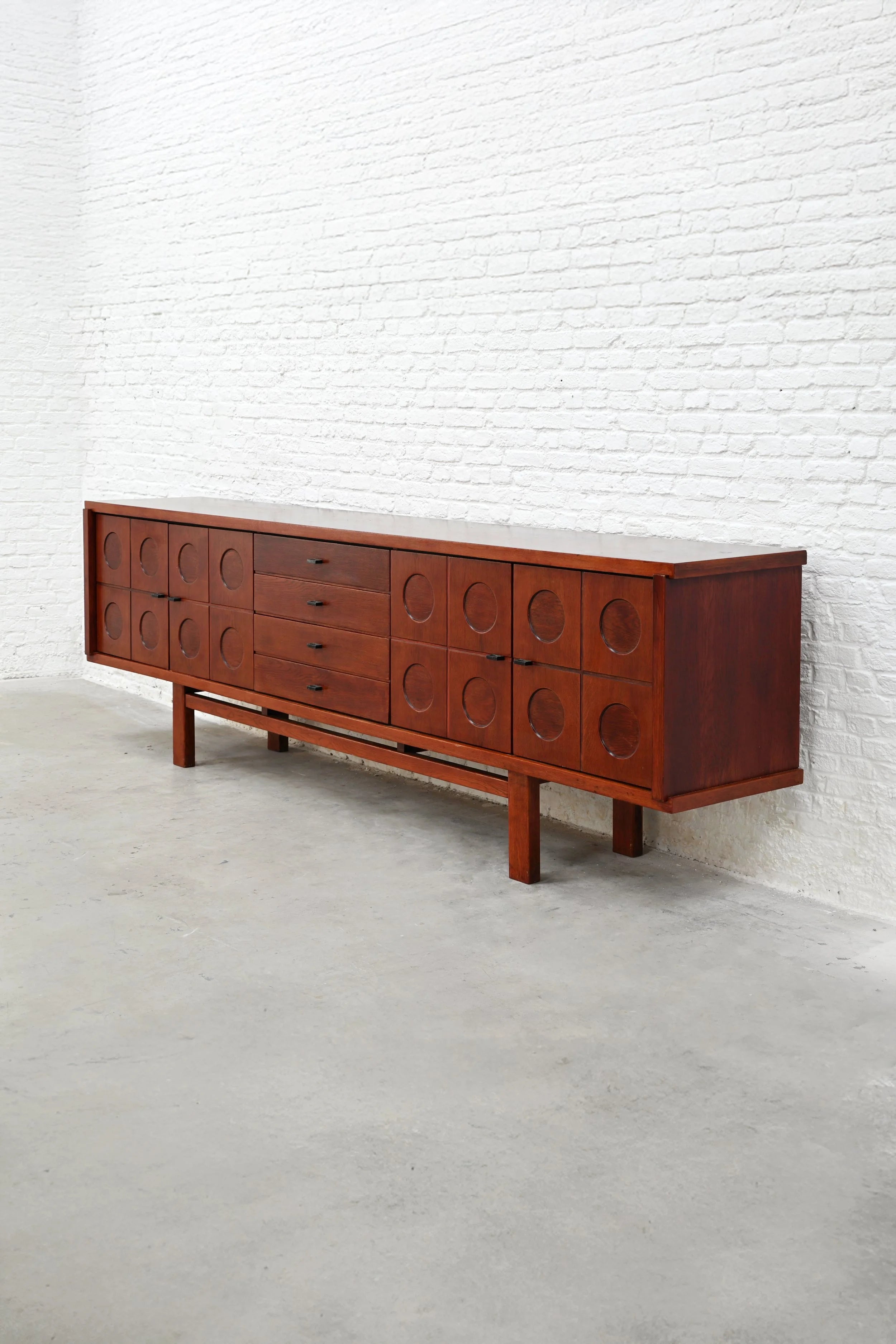 Brutalist Oak Sideboard, Belgium, 1970s by Introverso | The Oblist