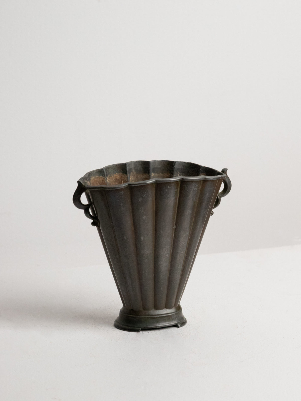 Just Andersen Fan Vase in Disko Metal, Model D20, Denmark 1920s — alternate view