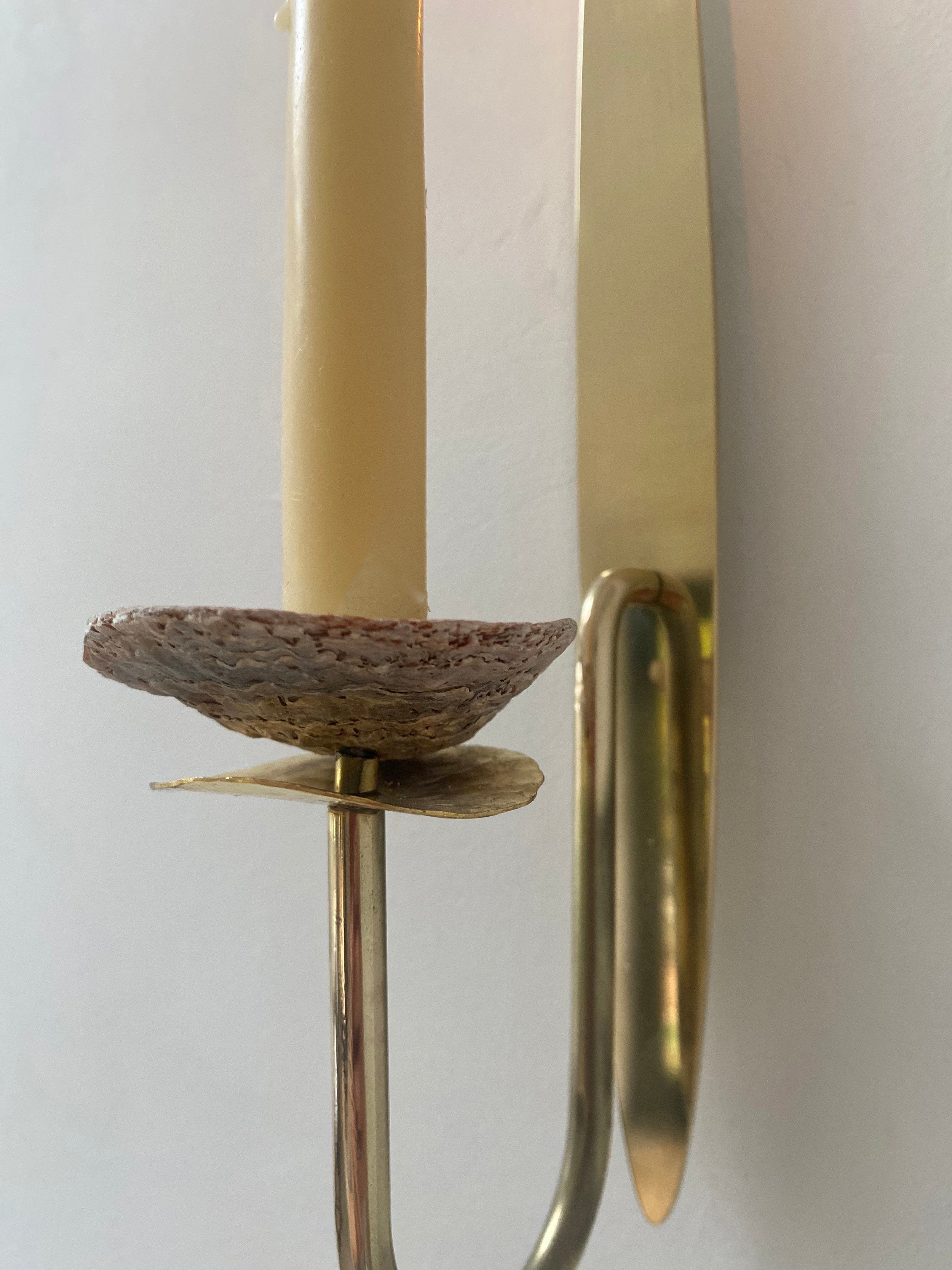 Norfolk Shell Sconce a pair D2025 — side angle showing brass and shell details