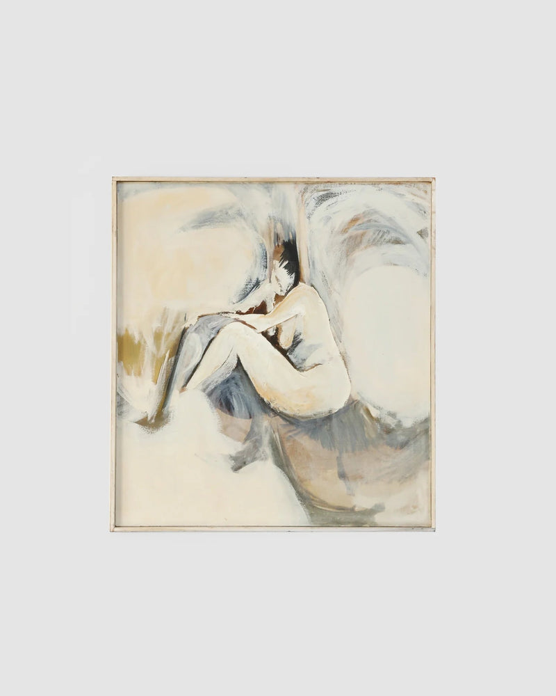 Abstract Figural Painting, 1960s by Villa | The Oblist — oil on canvas, neutral tones