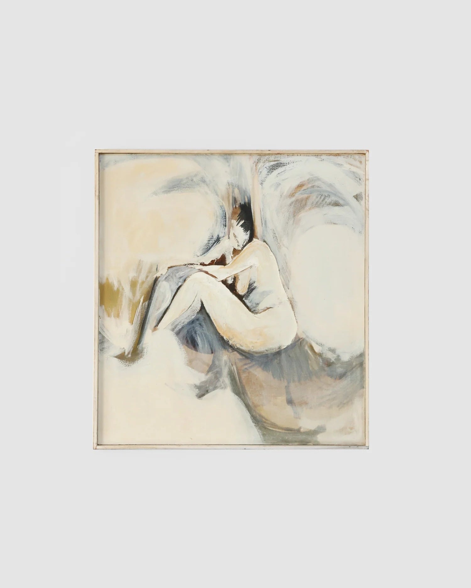 Abstract Figural Painting, 1960s by Villa | The Oblist — oil on canvas, neutral tones