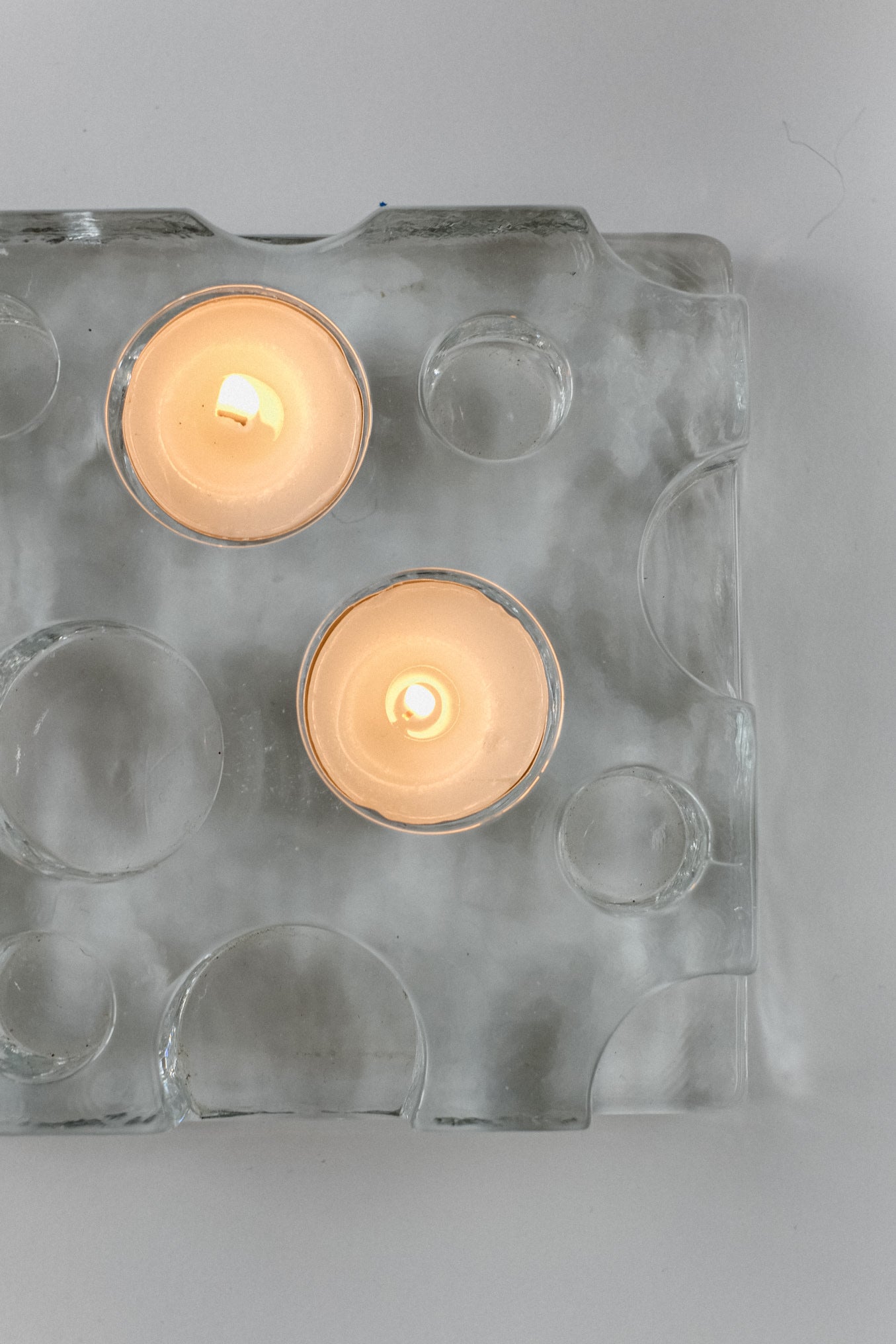 Glass Candle Holder — top view of clear glass with candles
